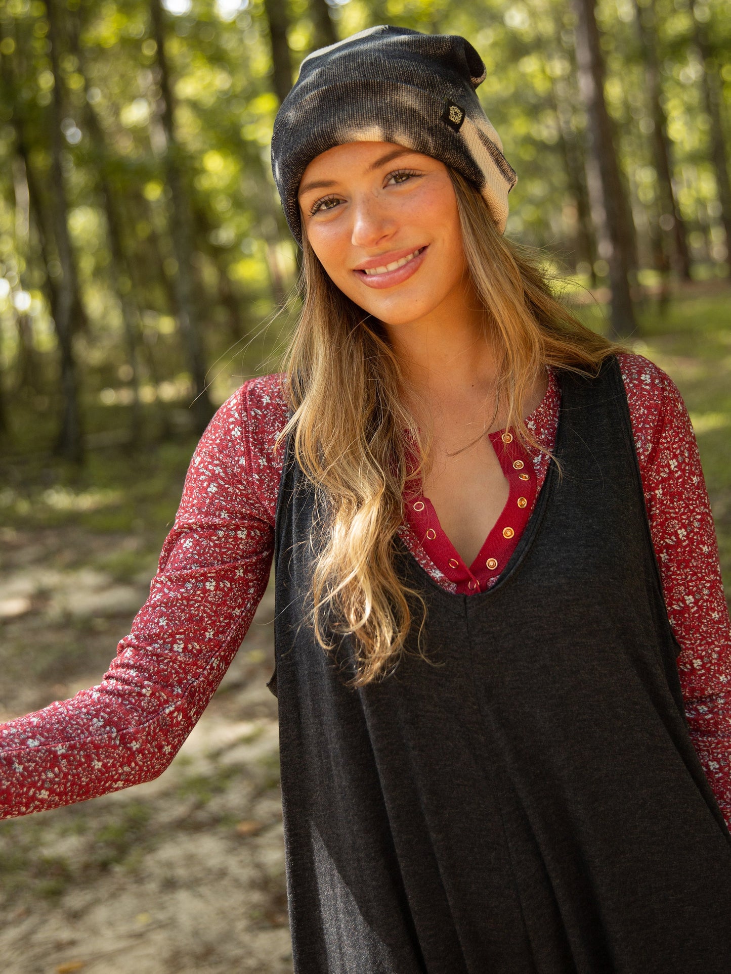Reagan Thermal Henley - Red Floral