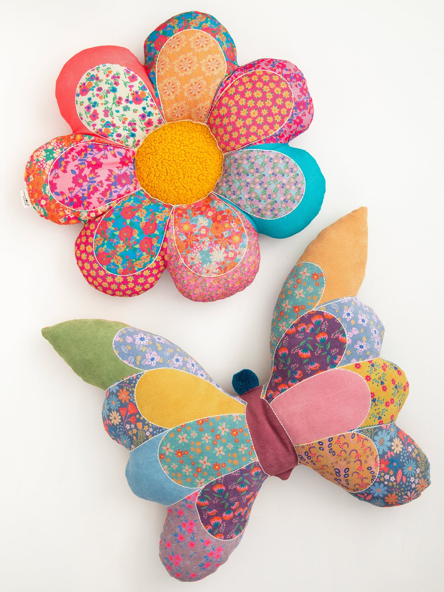 Whimsy Patchwork Pillow - Flower