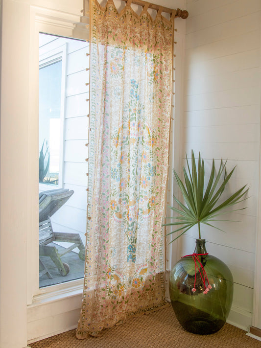 Printed Curtain Panel - Taupe Motif