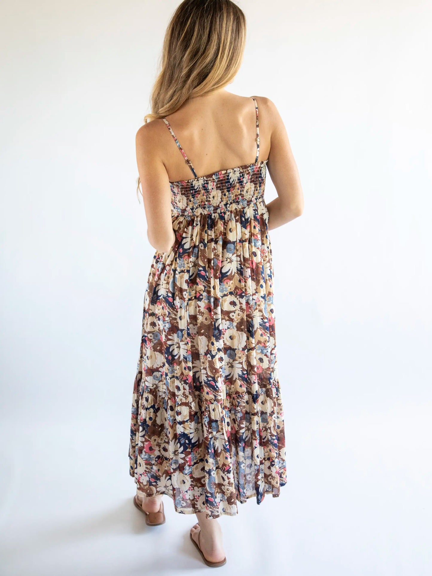 Flora Convertible Maxi Skirt - Brown Navy Floral Cotton