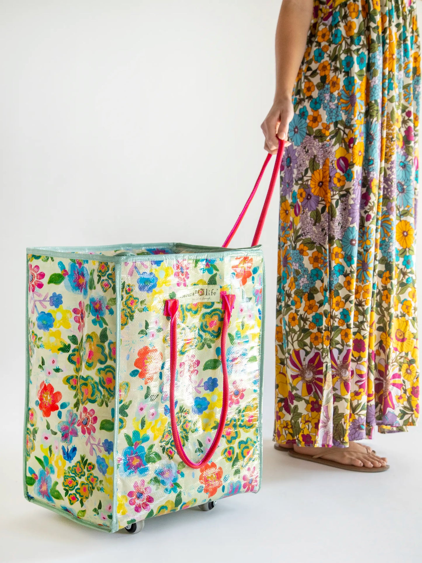 Rolling Tote Bag - Floral Garden