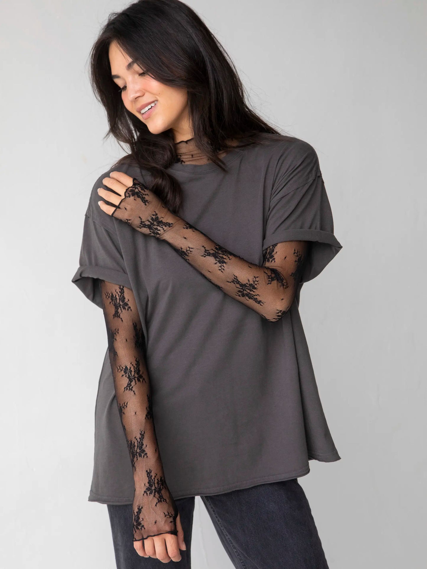 Maria Lace Layering Top - Black