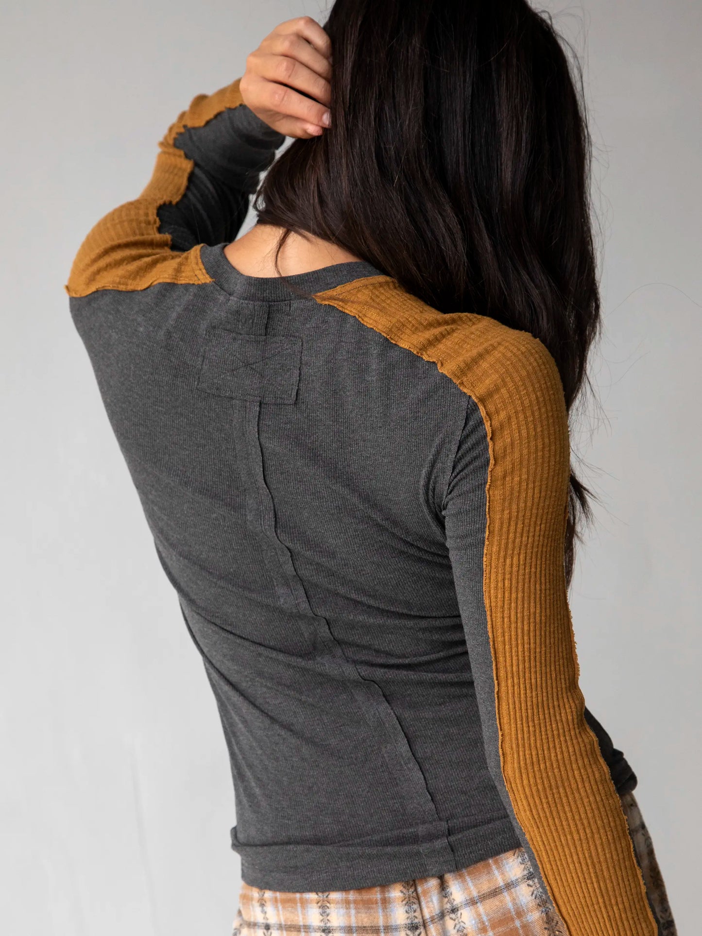 Austin Ribbed Knit Top - Charcoal