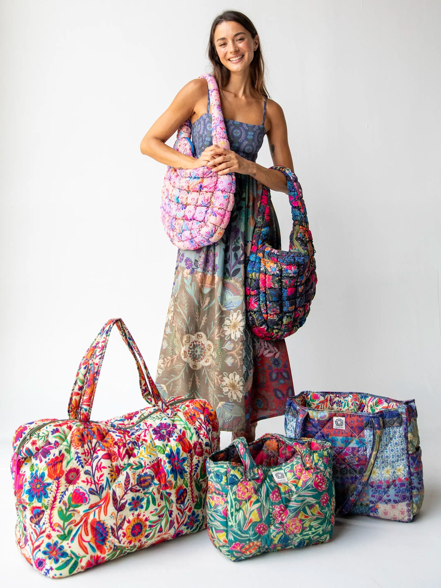 Puffy Weekender Bag - Rainbow Cream Floral