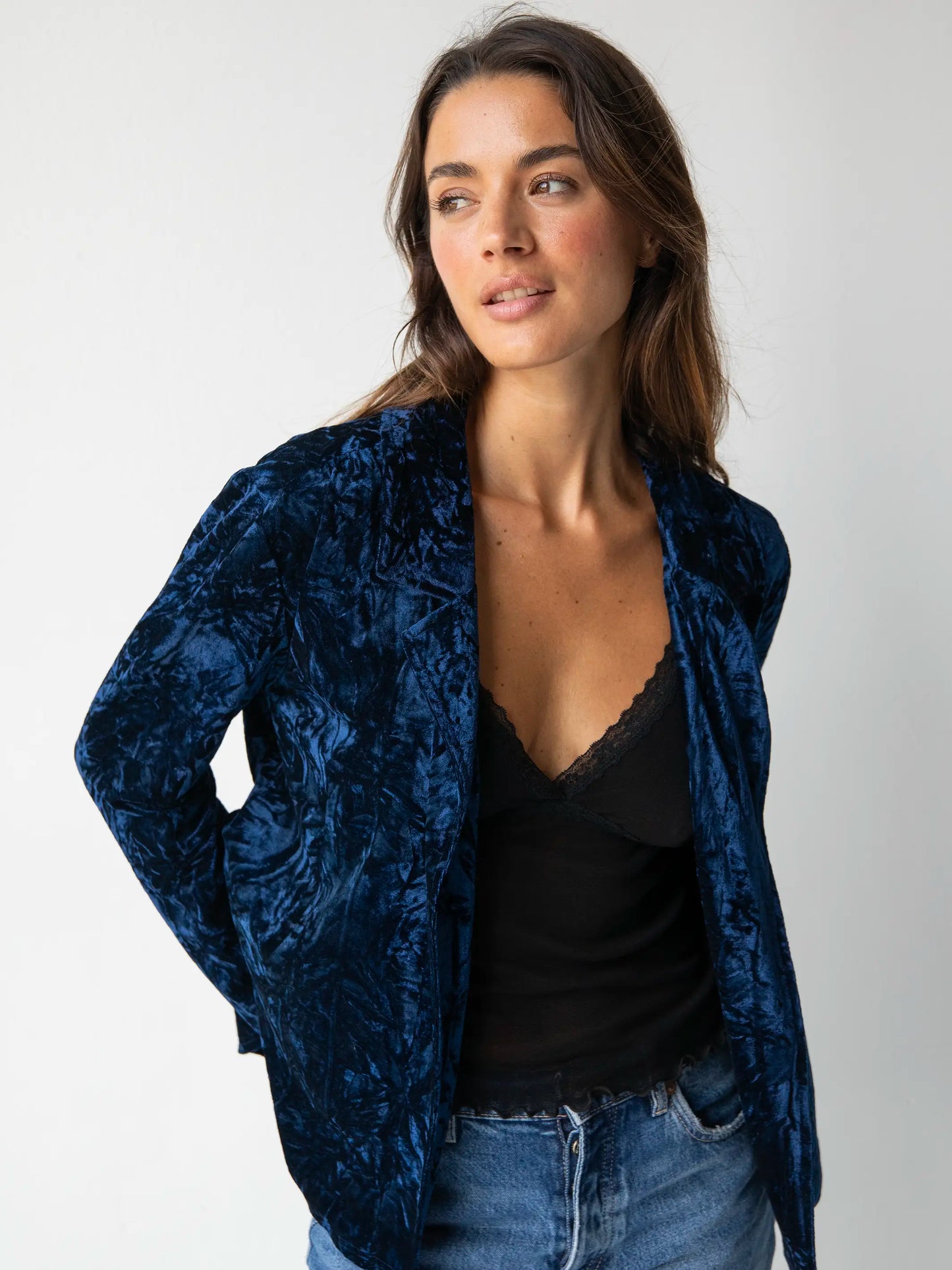 Lennon Velvet Jacket - Navy