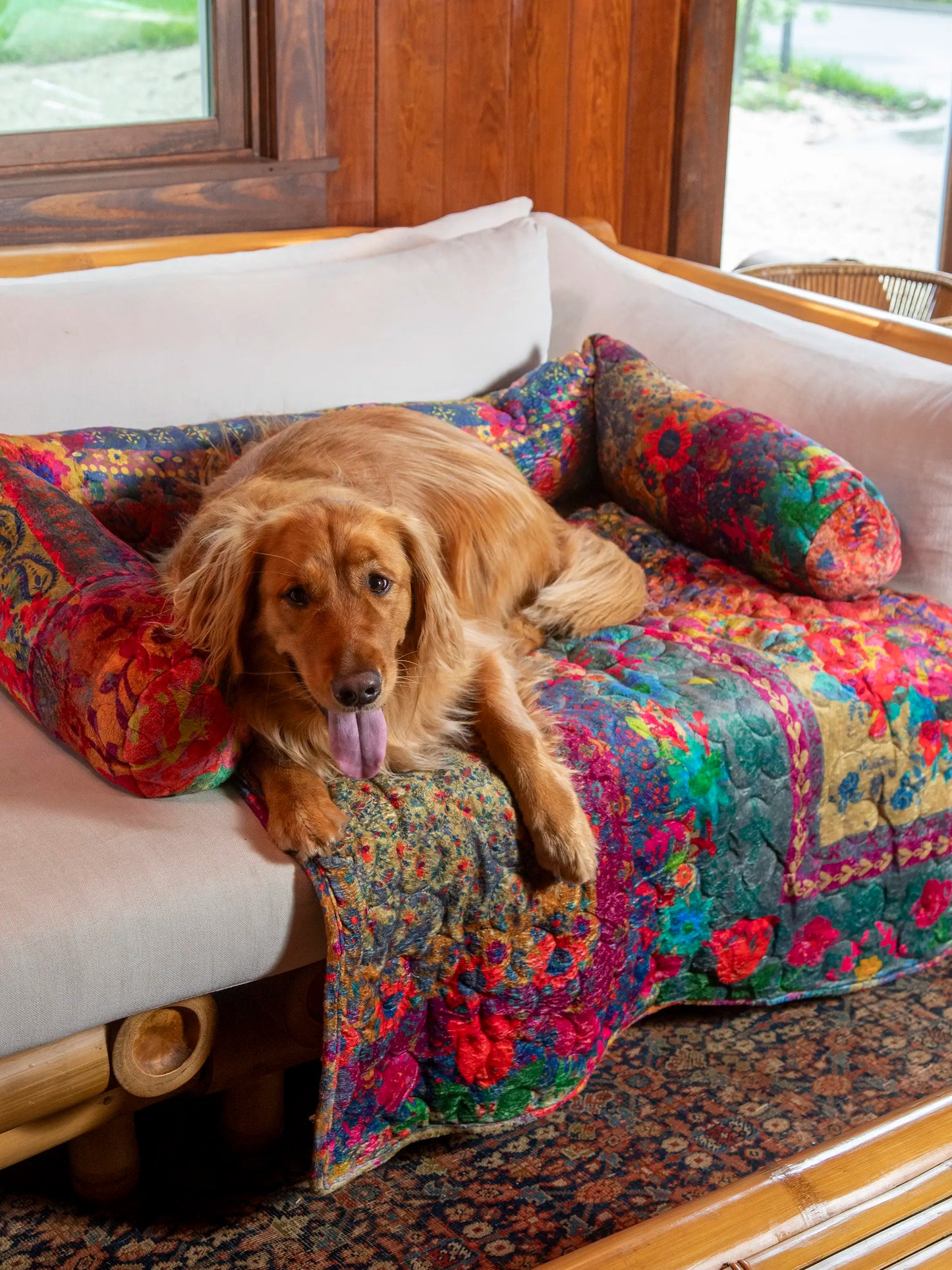Sofa Pet Bed - Rainbow Bandana Patchwork