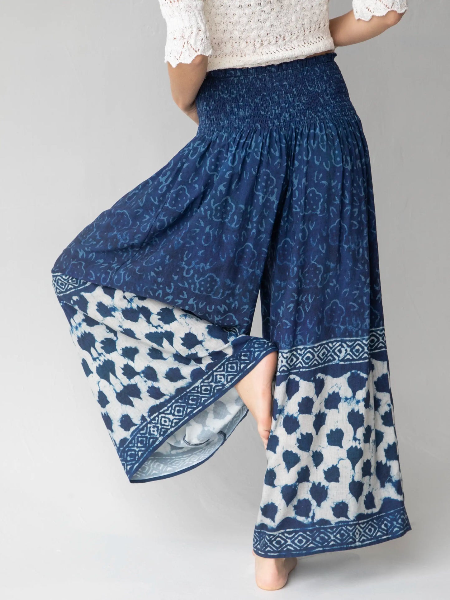 Make A Move Wide-Leg Palazzo Pant - Navy Shibori Tie-Dye