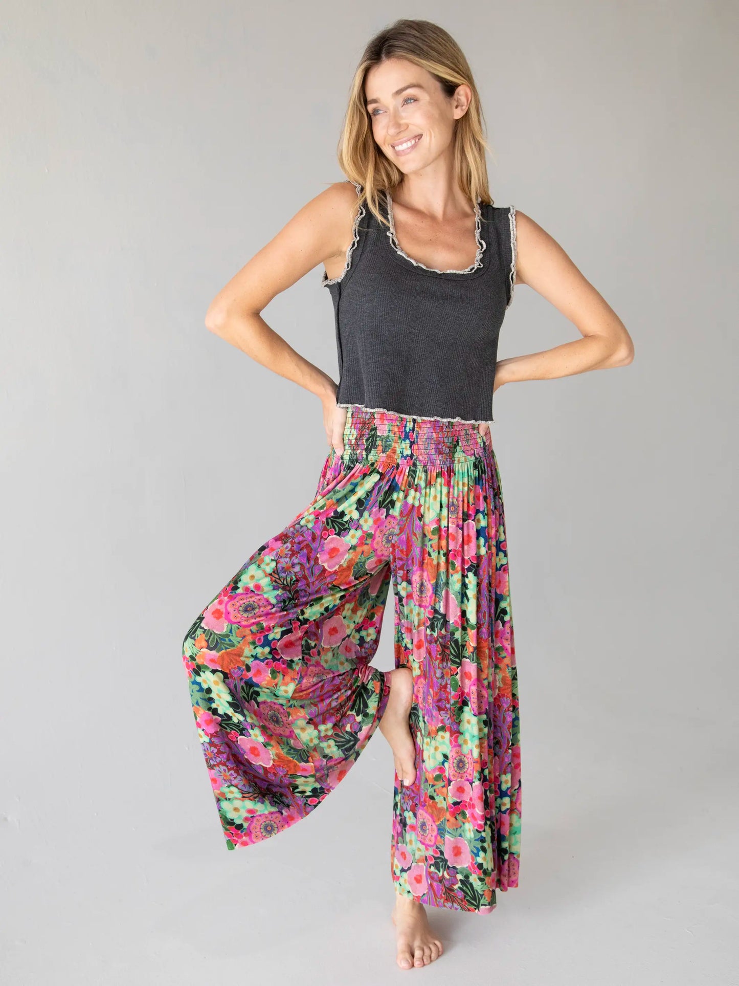 Ruffle Tank - Charcoal