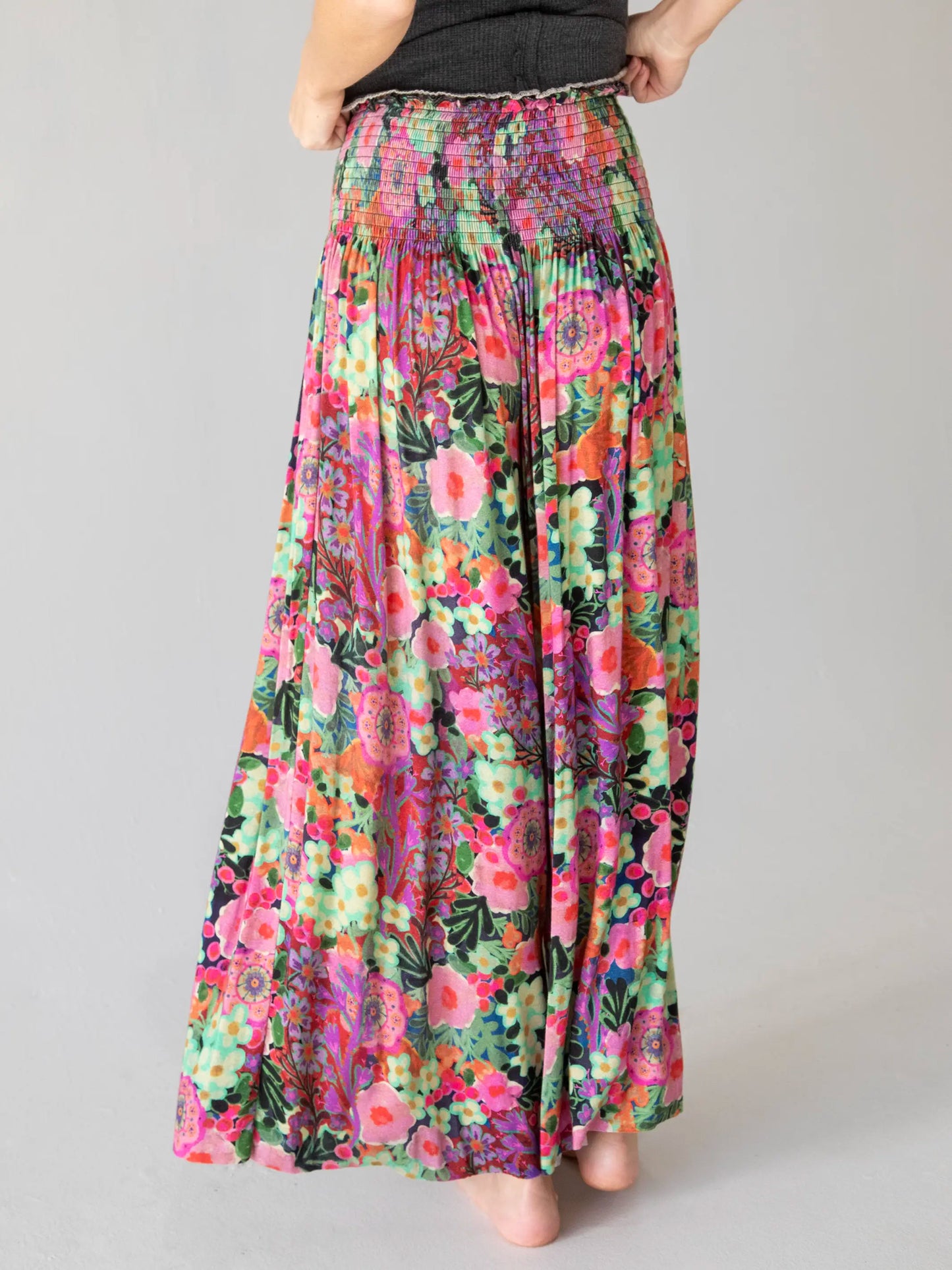 Make A Move "ButterSoft" Knit Palazzo Pant - Pink Painted Garden