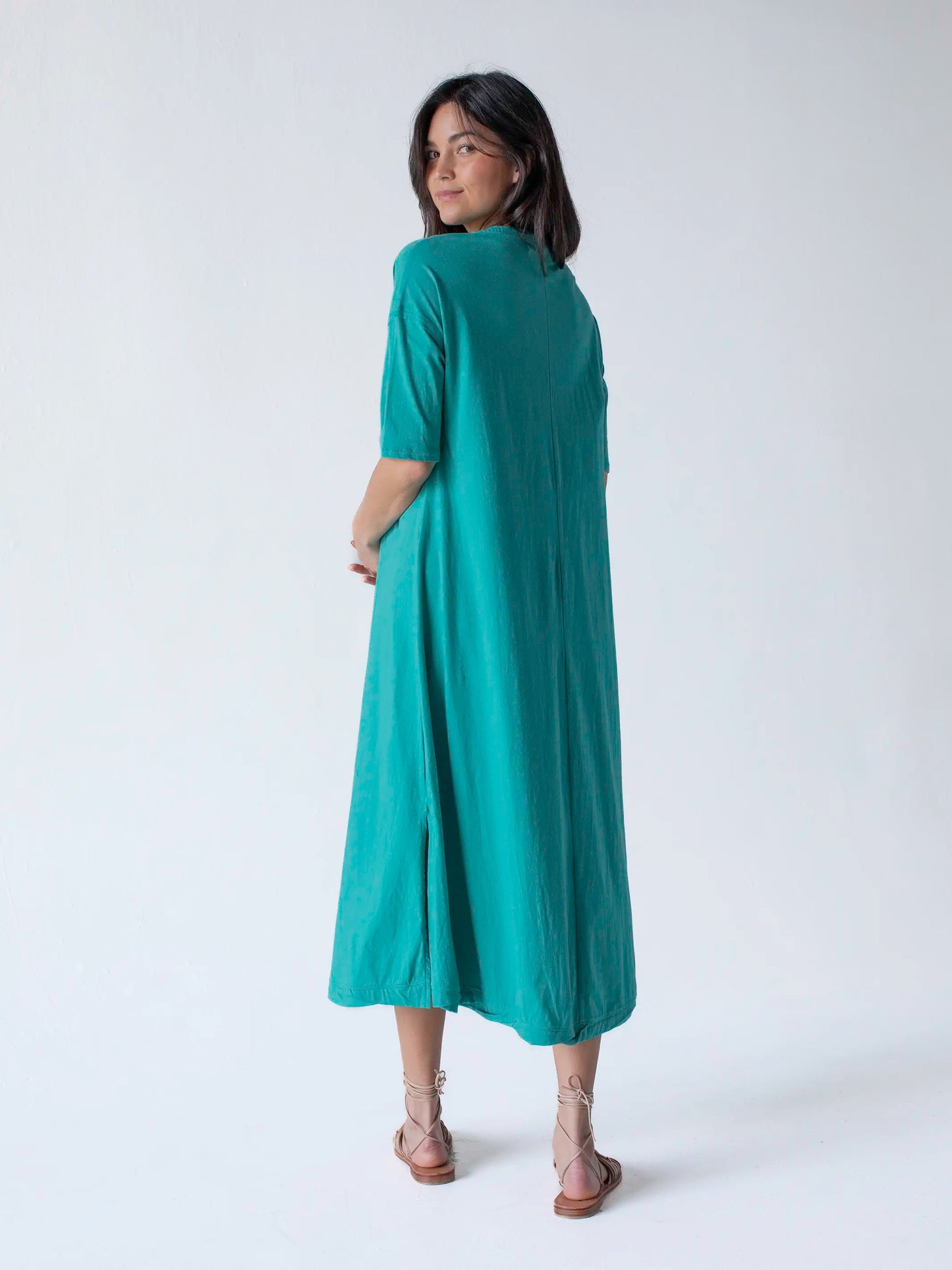 All Day Cotton Tee Dress - Teal