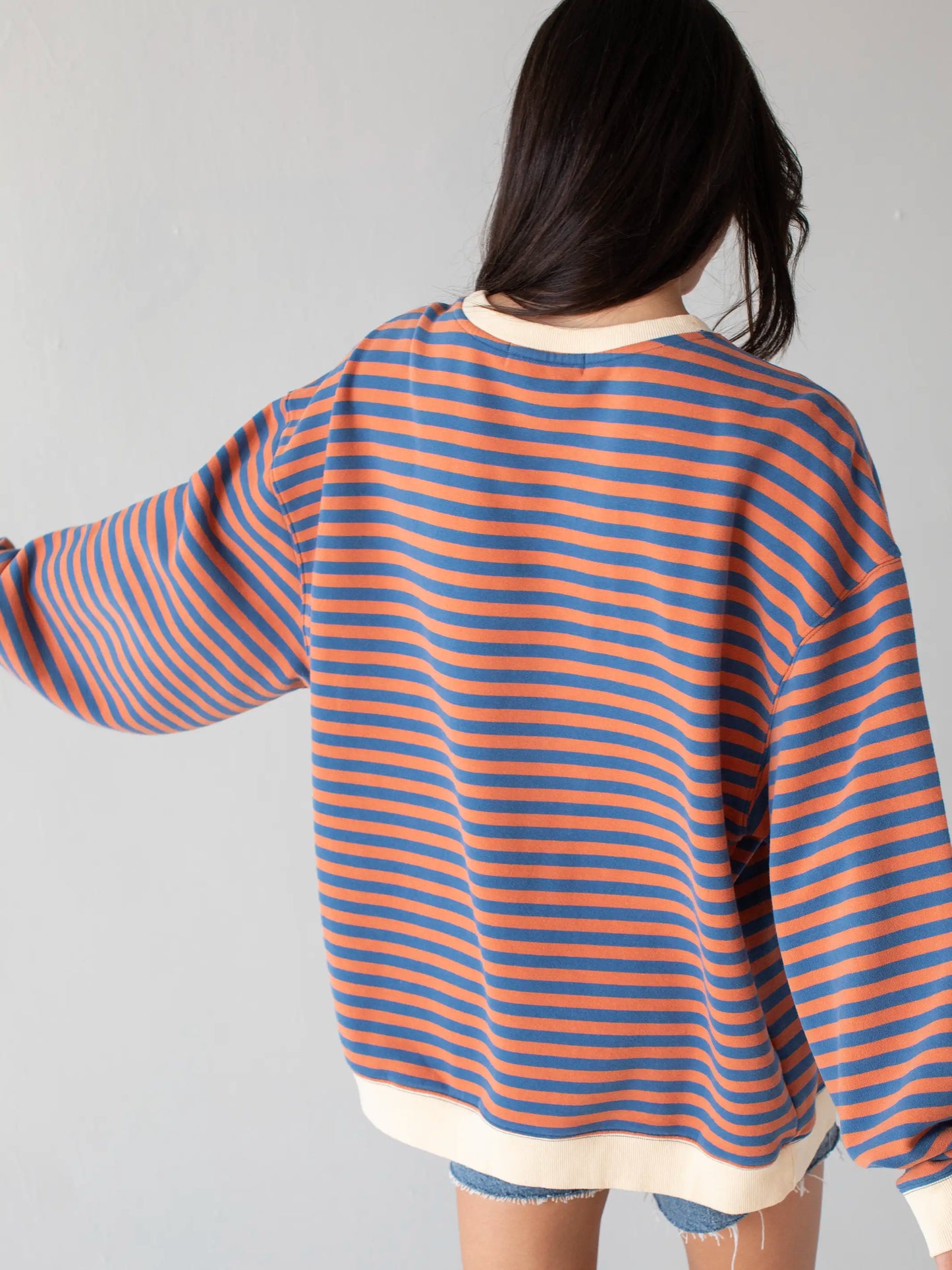 Oversized Striped Crewneck - Sunset Canyon