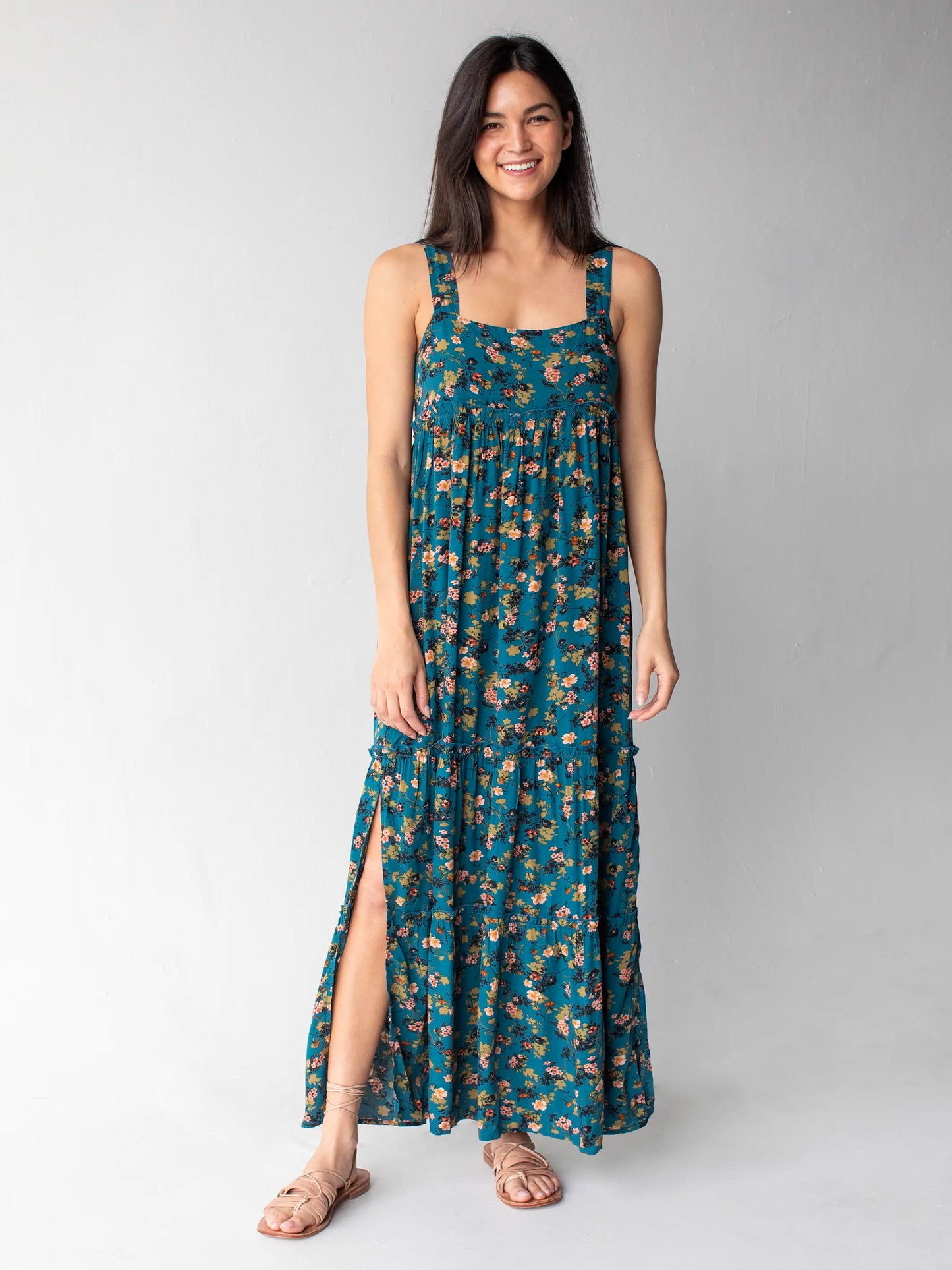 Eliza Maxi Dress - Dark Turquoise Floral
