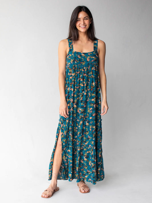 Eliza Maxi Dress - Dark Turquoise Floral