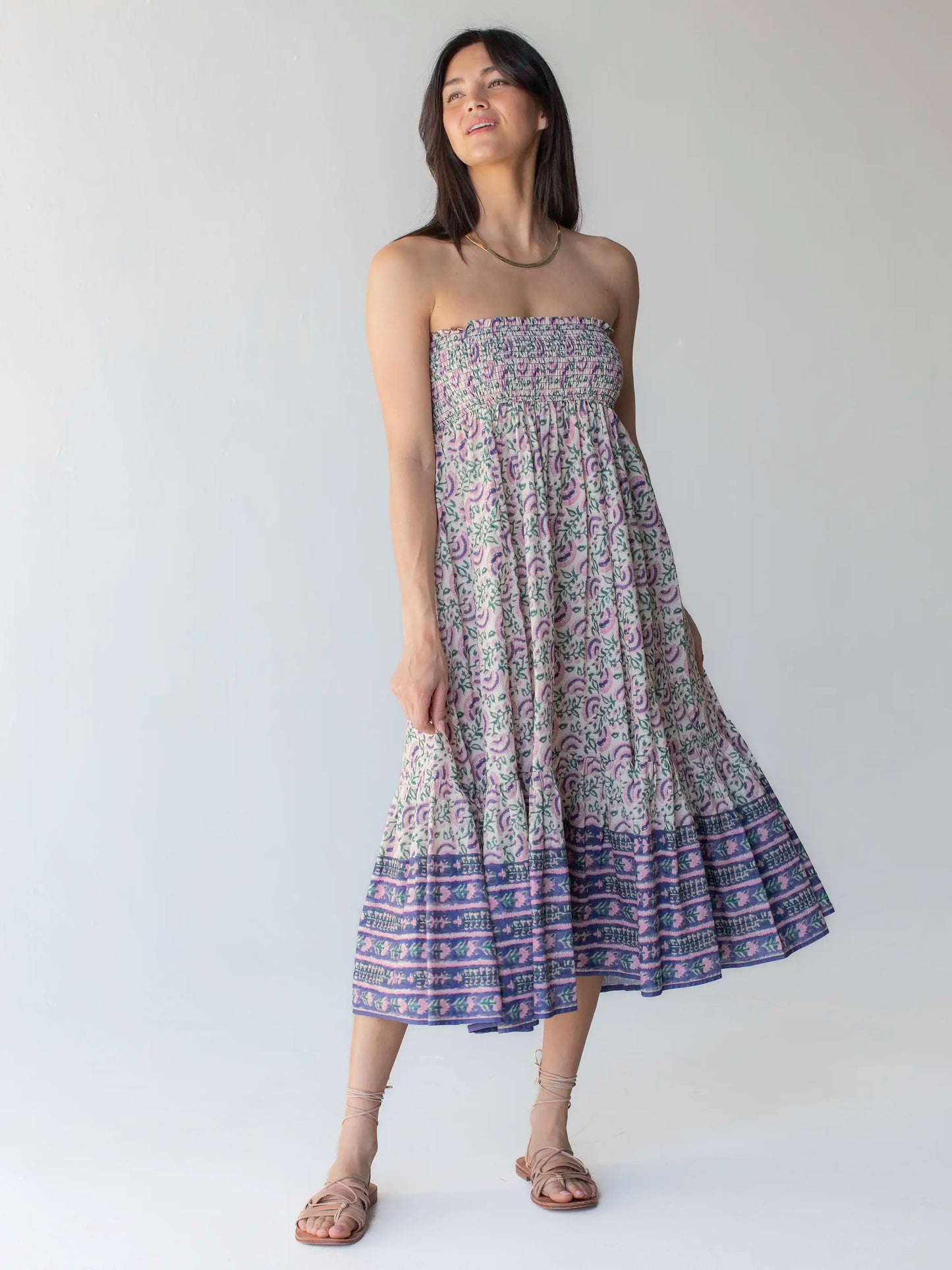 Flora Convertible Maxi Skirt - Purple Fan Floral Cotton