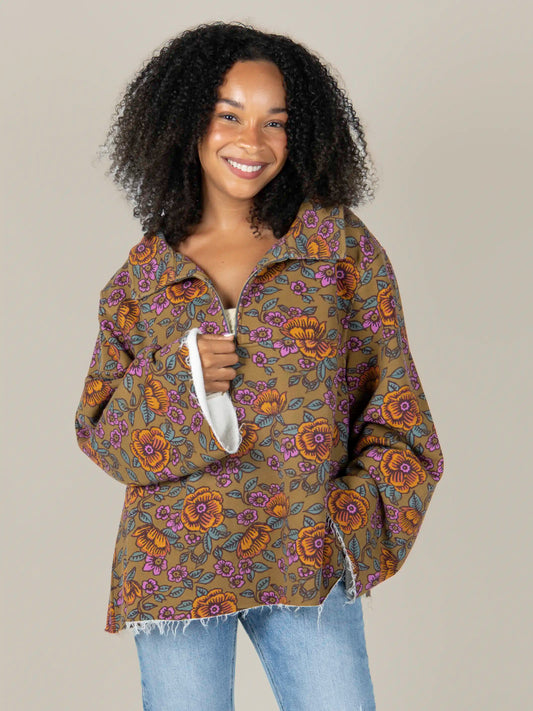 Easy Does It Sweatshirt - Woodcut Floral Bronze