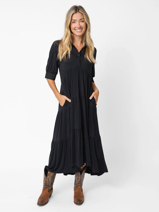 Rebecca "ButterSoft" Midi Dress - Black