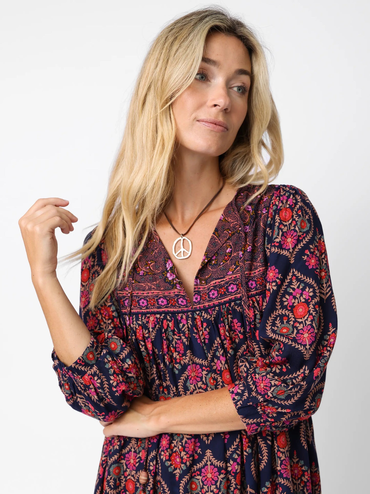 Rose Mini Dress - Indigo Willow Medallion