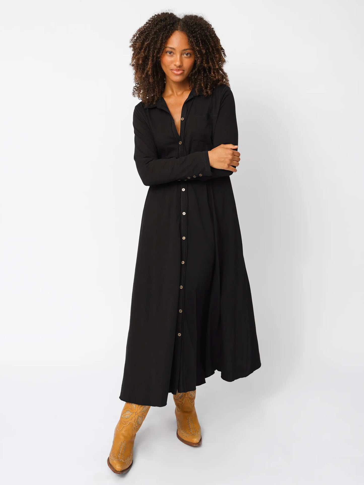 Christa Knit Cotton Maxi Dress - Black