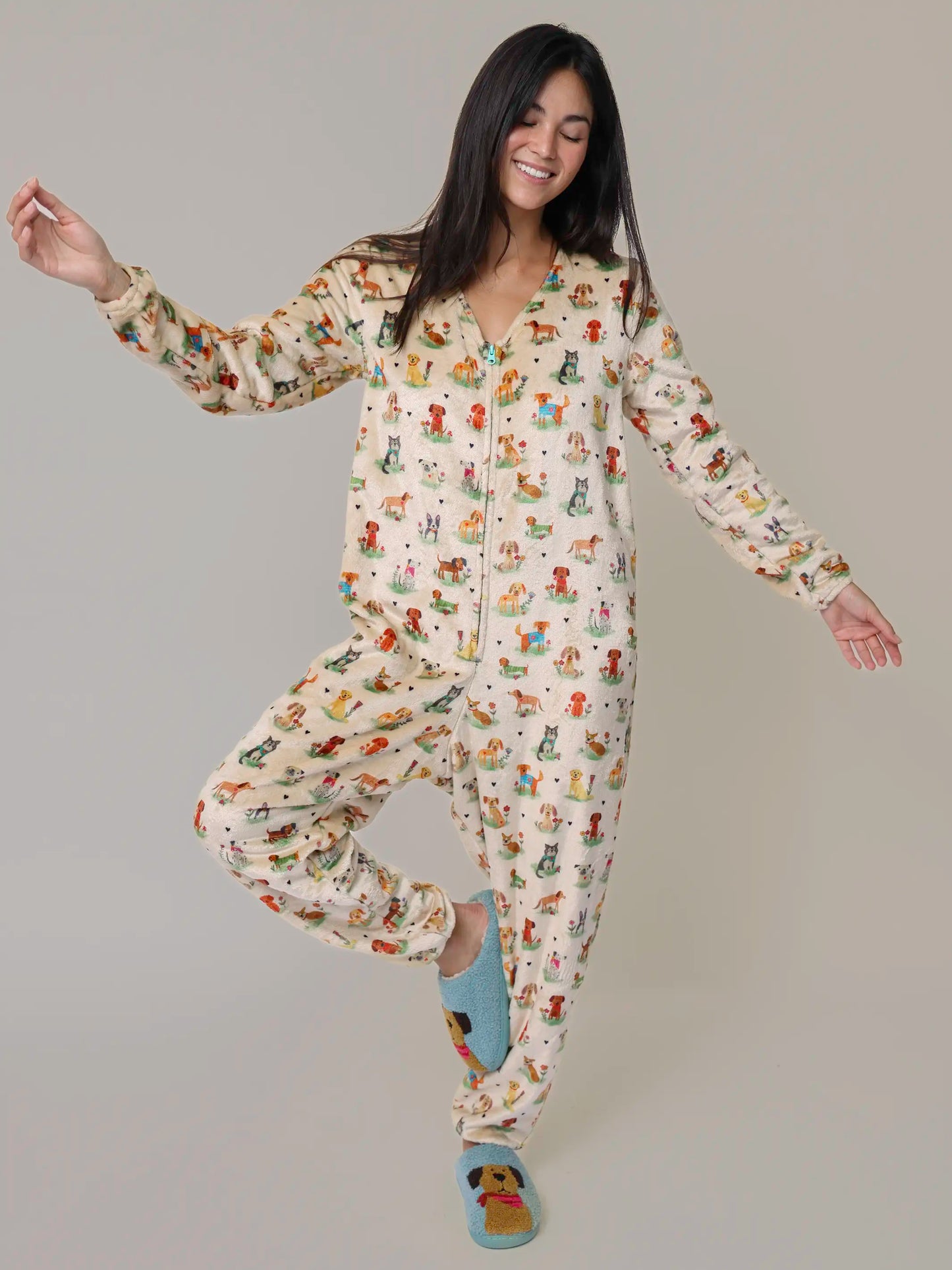 Fleece Onesie Pajamas - Dog Park