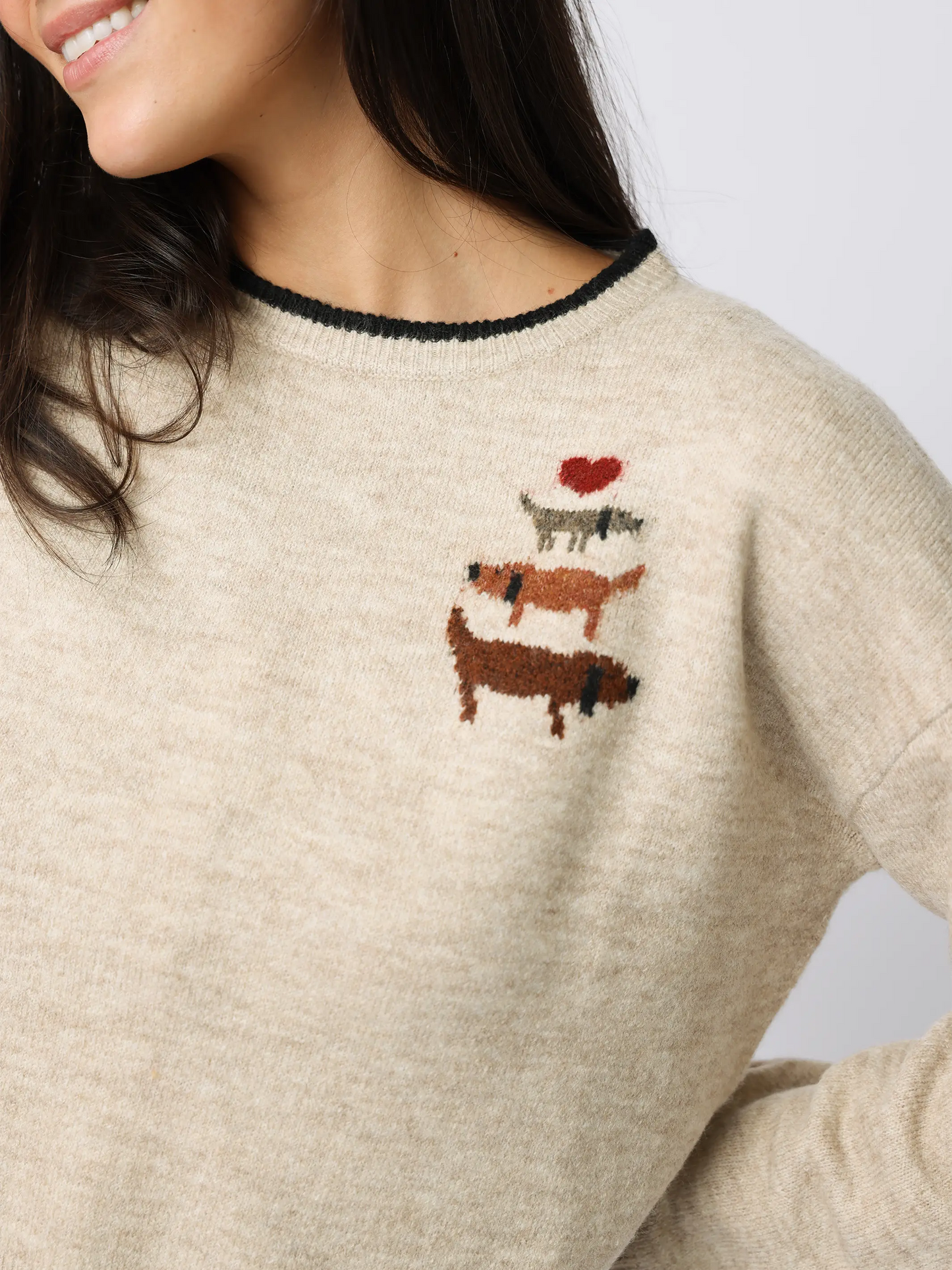 Intarsia Icon Sweater - Cream Dog