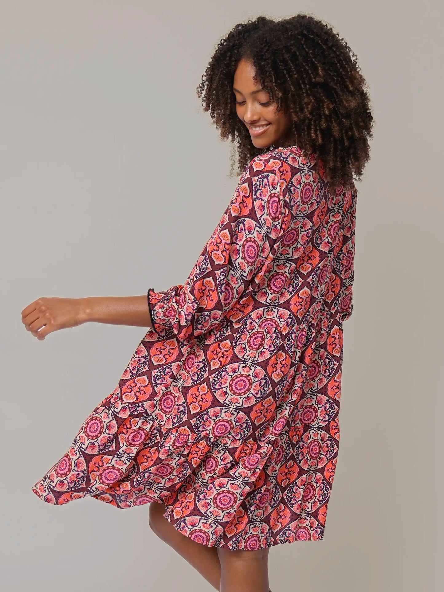 Alice Mini Dress - Orange Hourglass Medallion