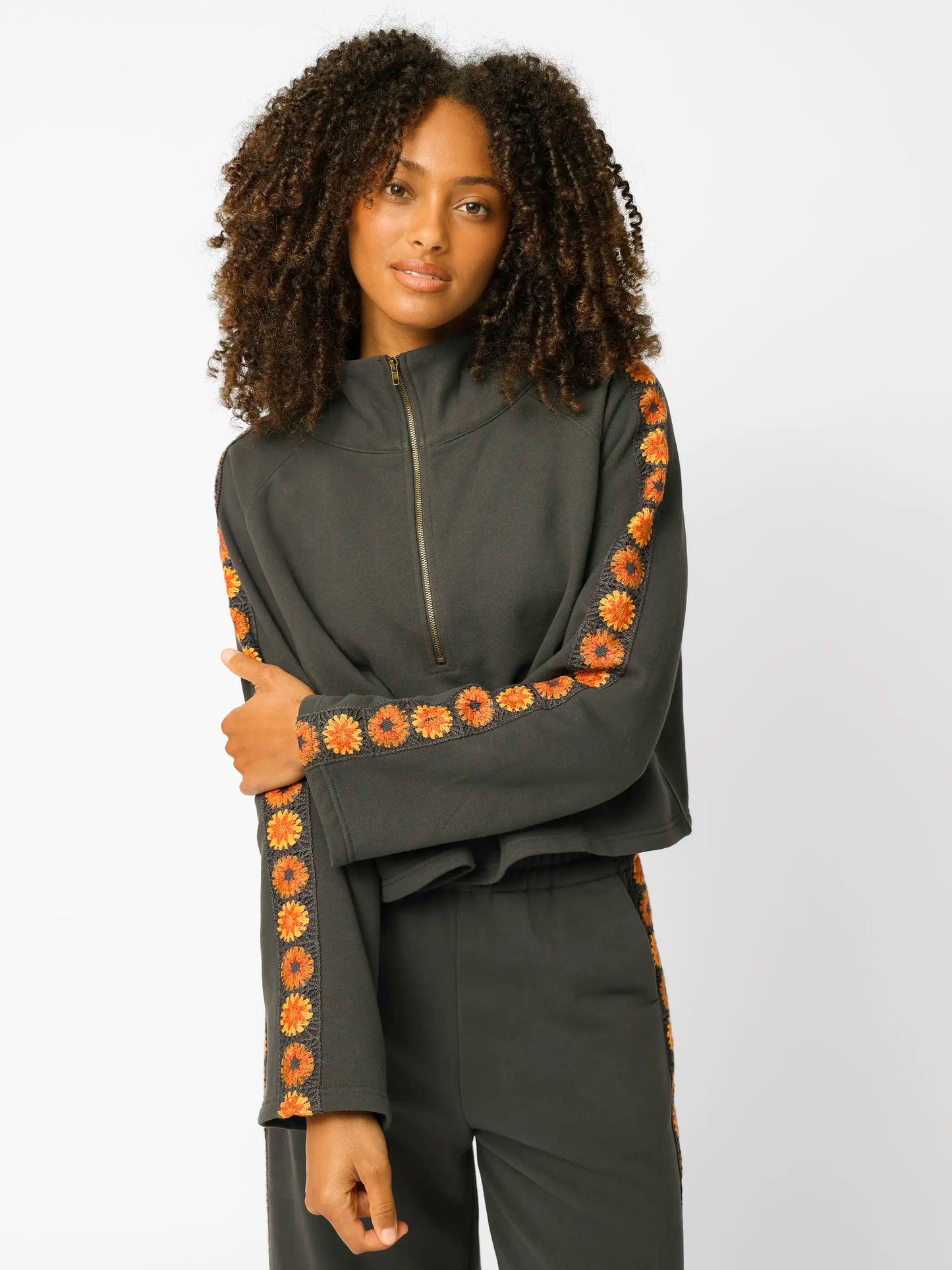 Lyvie Trim Sweatshirt - Charcoal