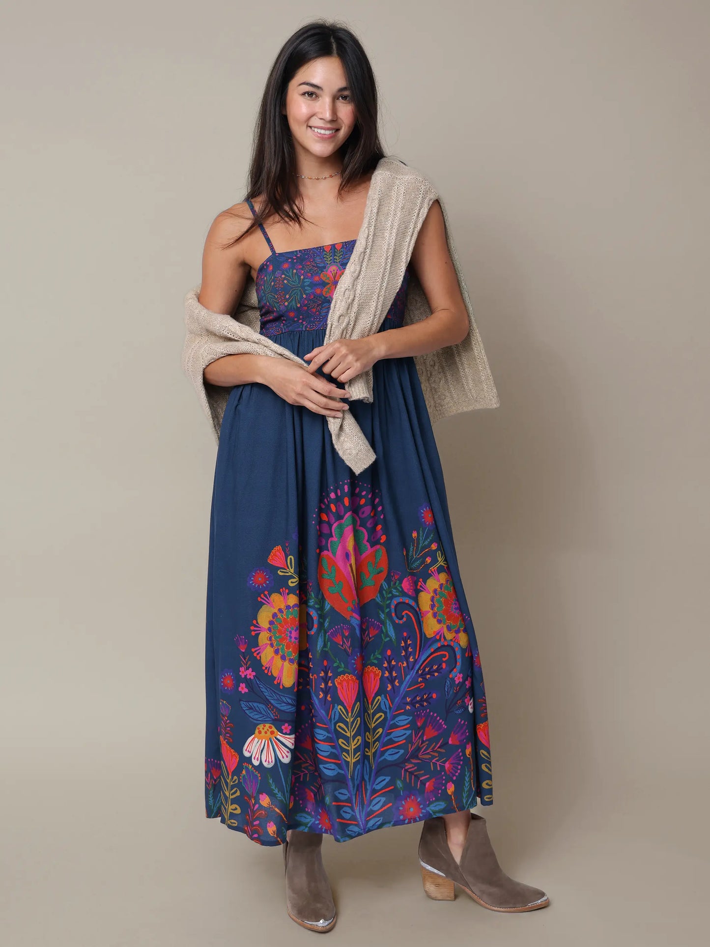 Bailey Maxi Dress - Navy Folk Garden