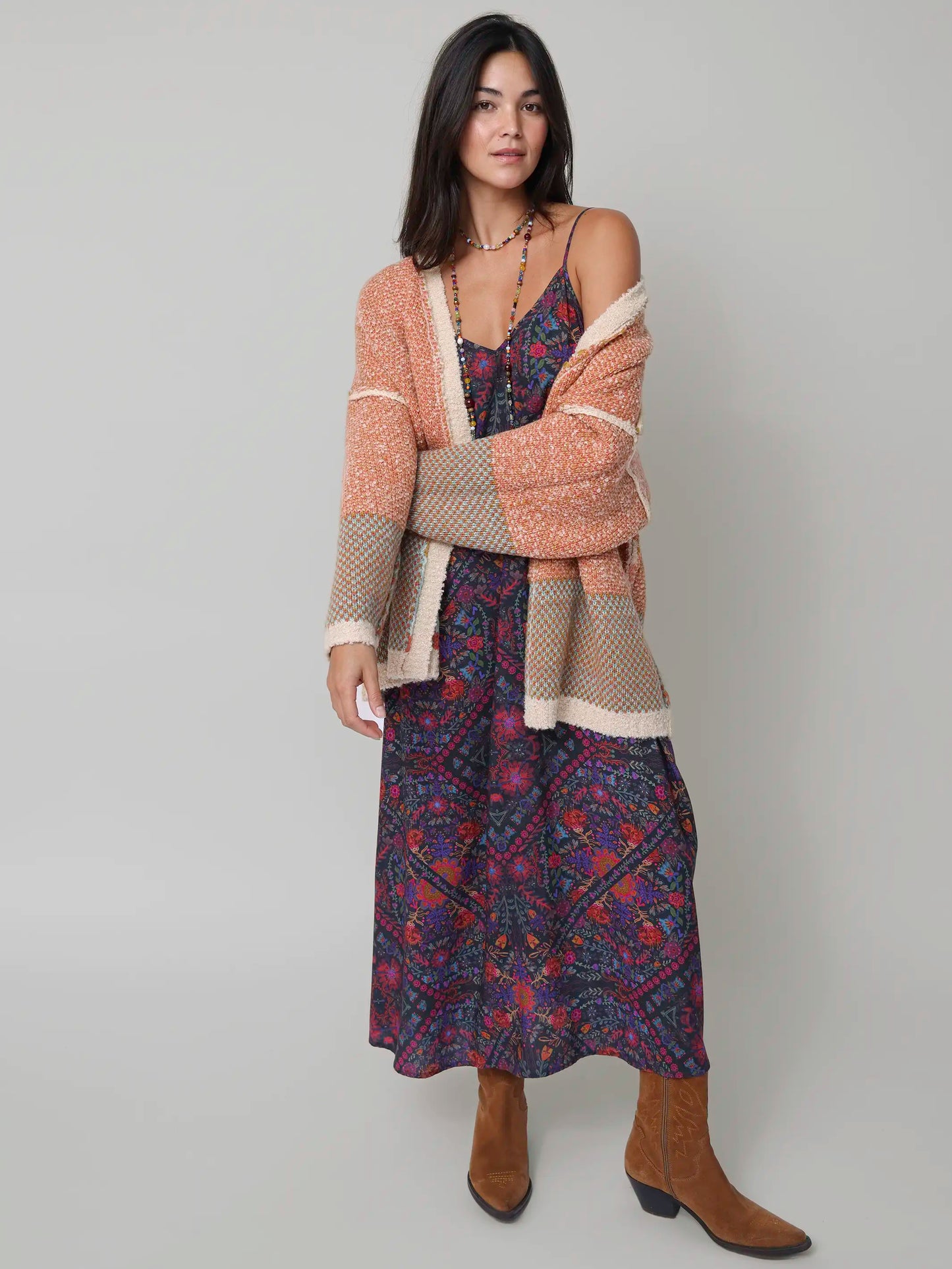 Gracie Slip Maxi Dress - Mandala Charcoal Floral