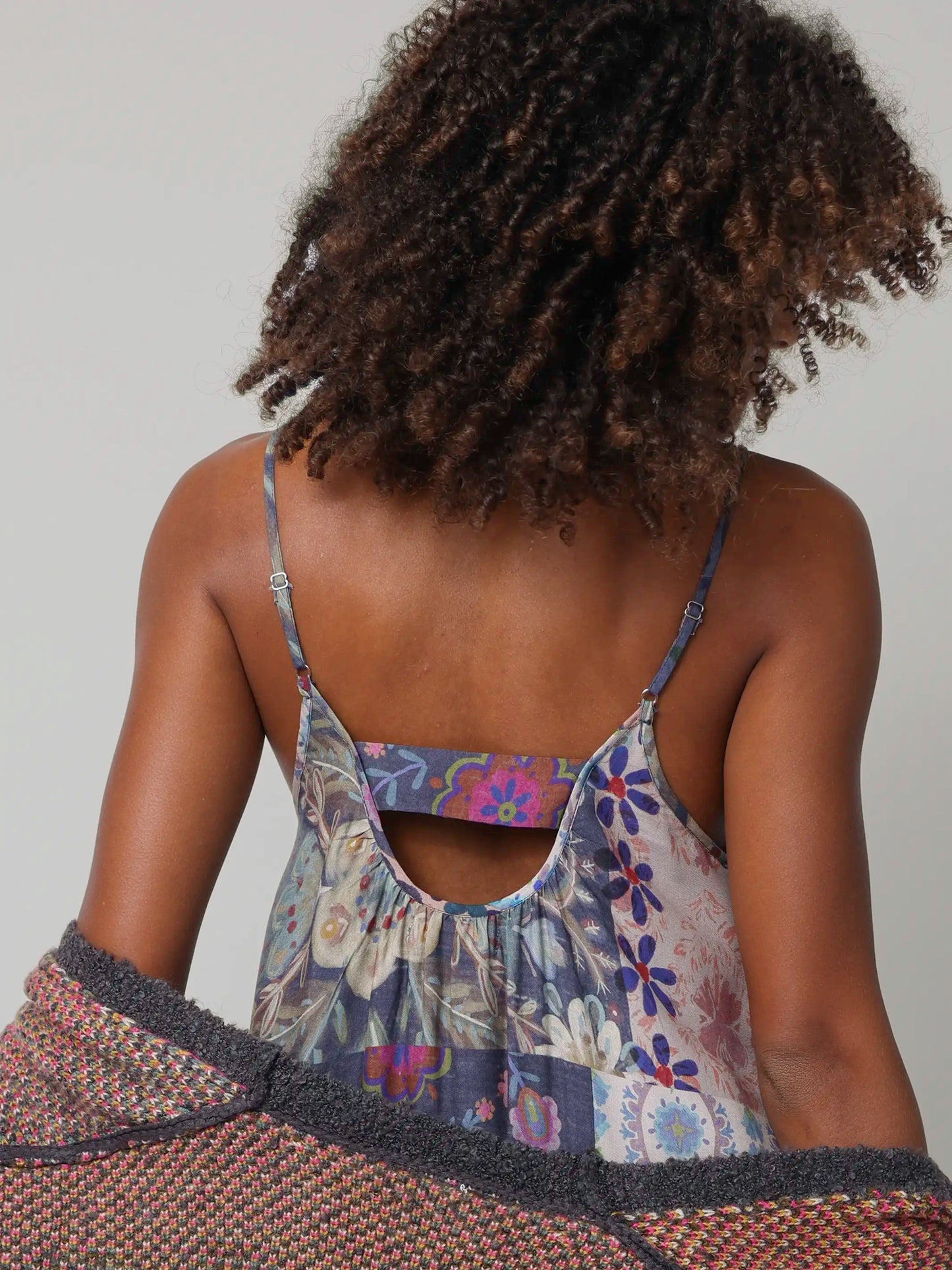 Lizzie Midi Dress - Blue Patchwork