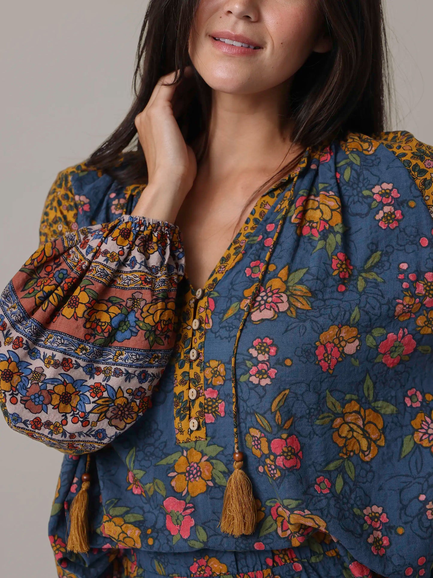 Camille Top - Riviera Batik Blue