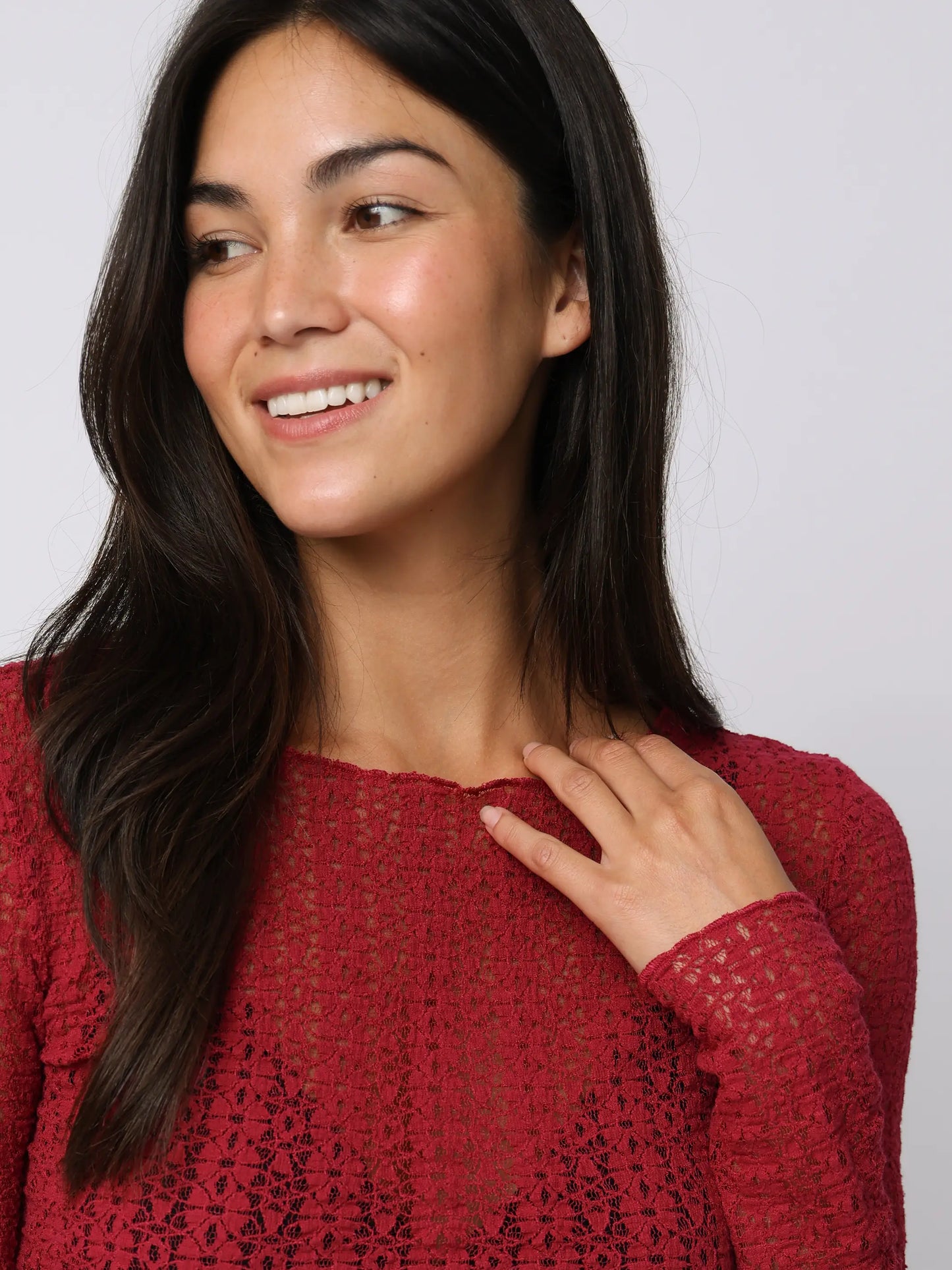 Lace Layering Top - Burgundy