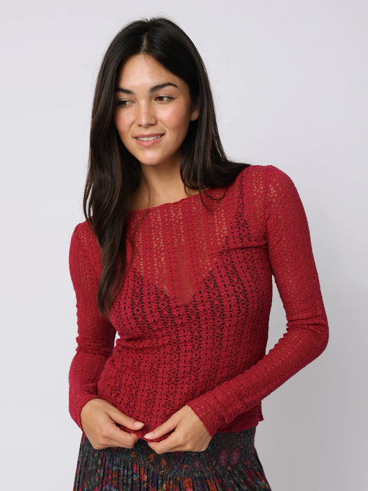 Lace Layering Top - Burgundy
