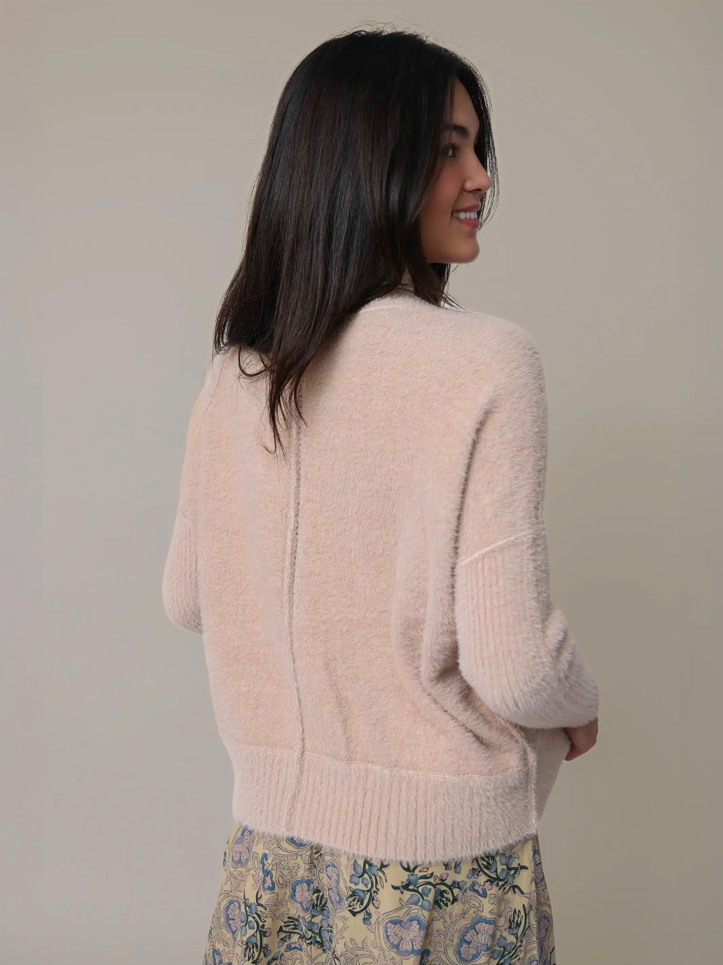 Fuzzy Turtleneck Sweater - Cream