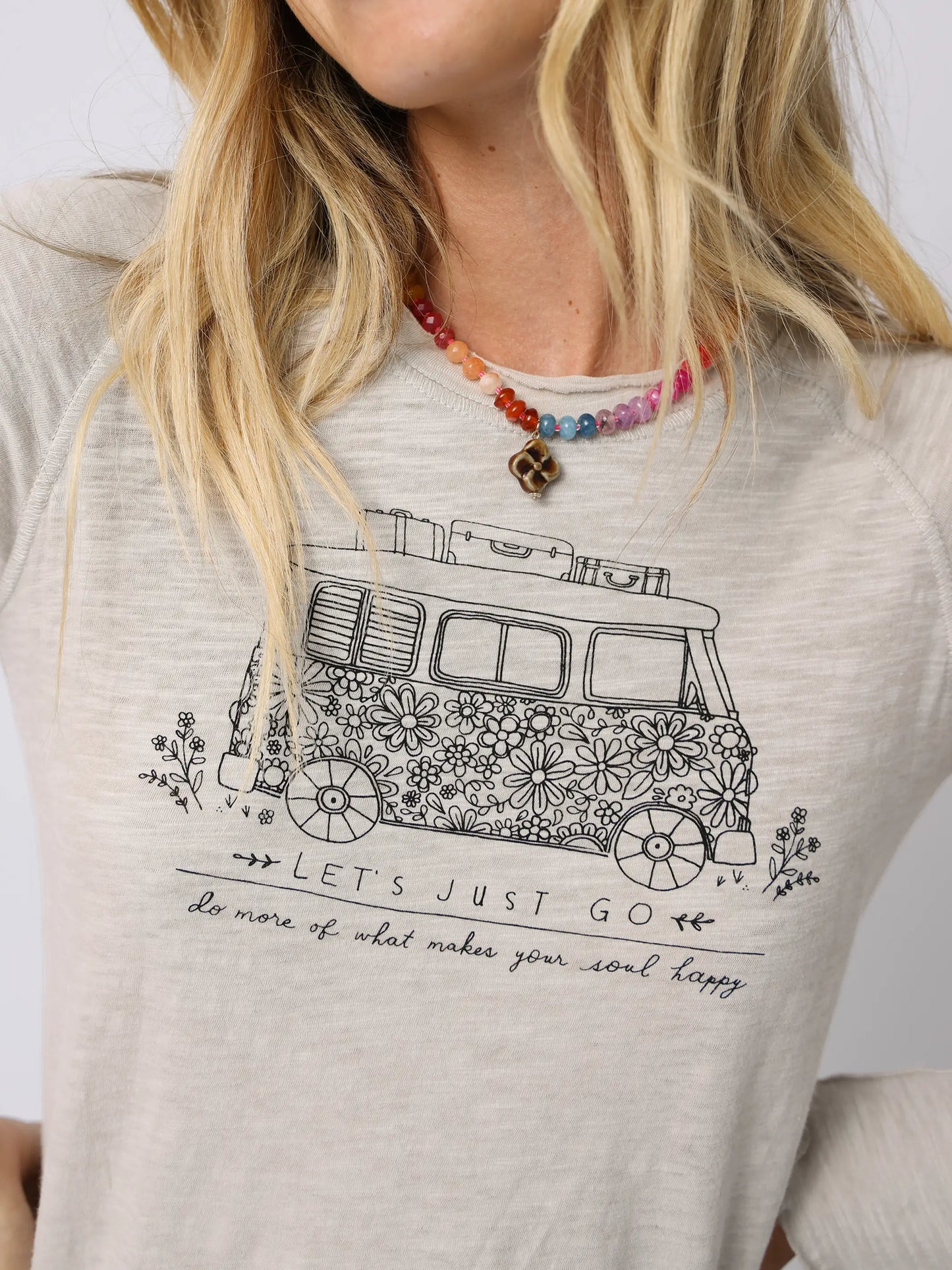Lily Cotton Long Sleeve Tee Shirt - Moonstone Van