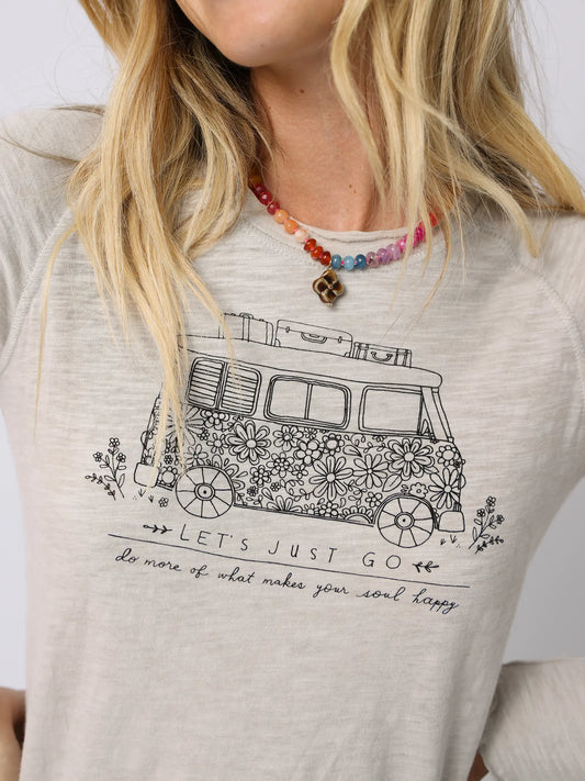 Lily Cotton Long Sleeve Tee Shirt - Moonstone Van