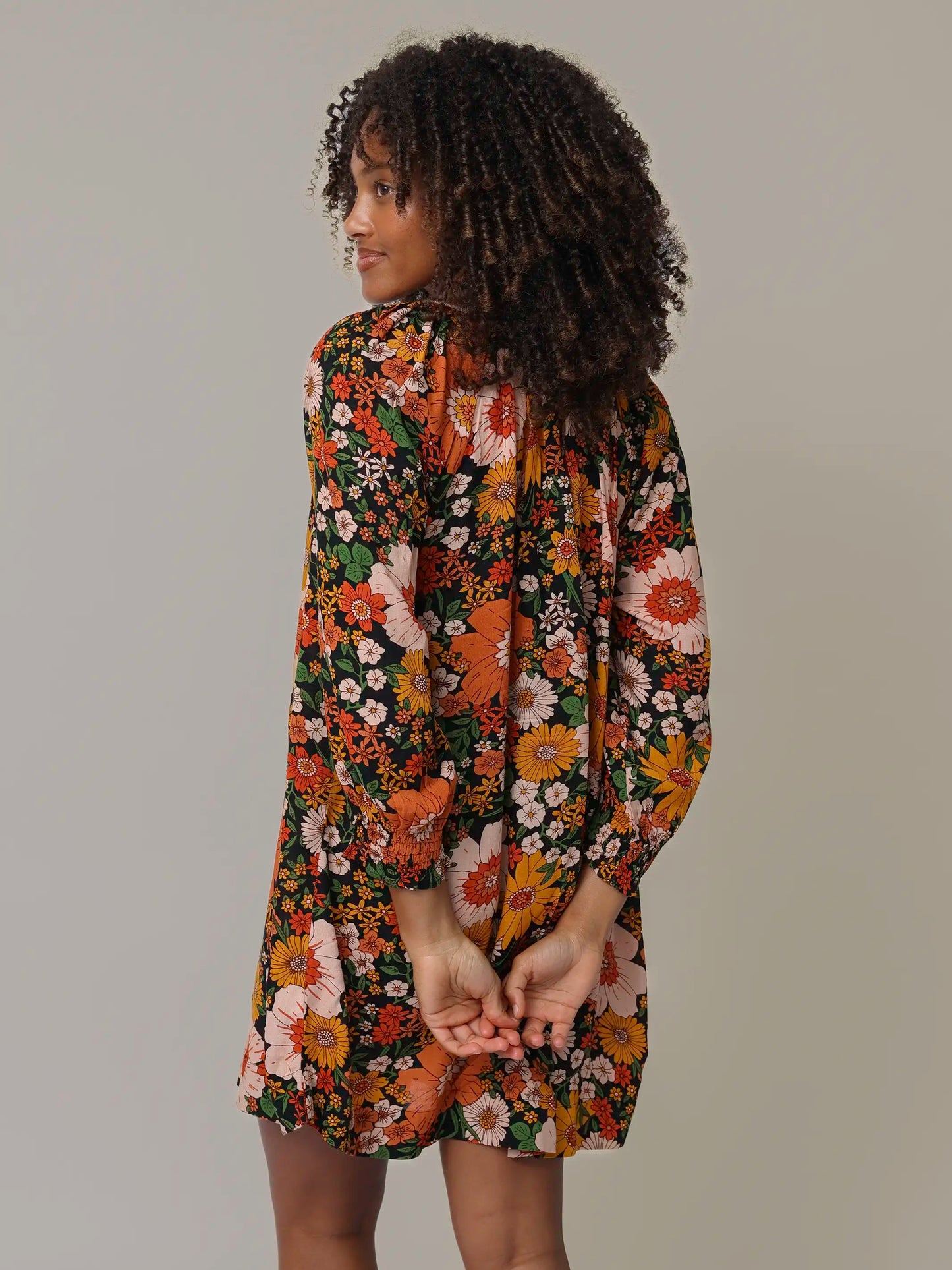 April Mini Dress - Orange Floral