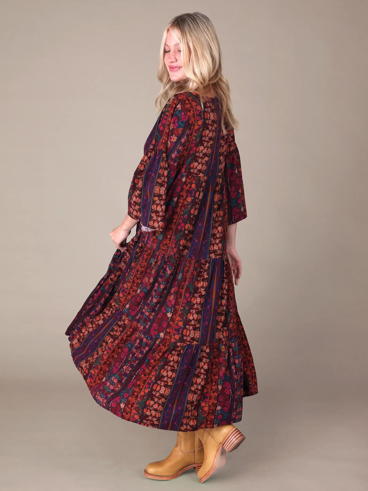 Charlotte Midi Dress -  Tropical Fuchsia Stripes