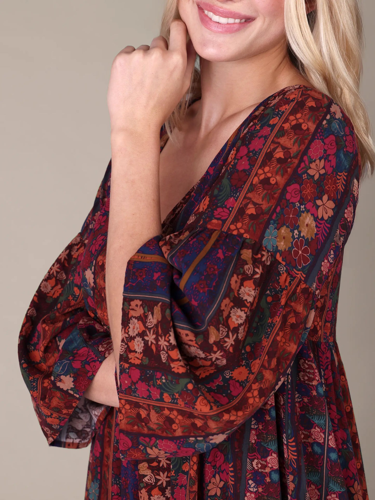 Charlotte Midi Dress -  Tropical Fuchsia Stripes