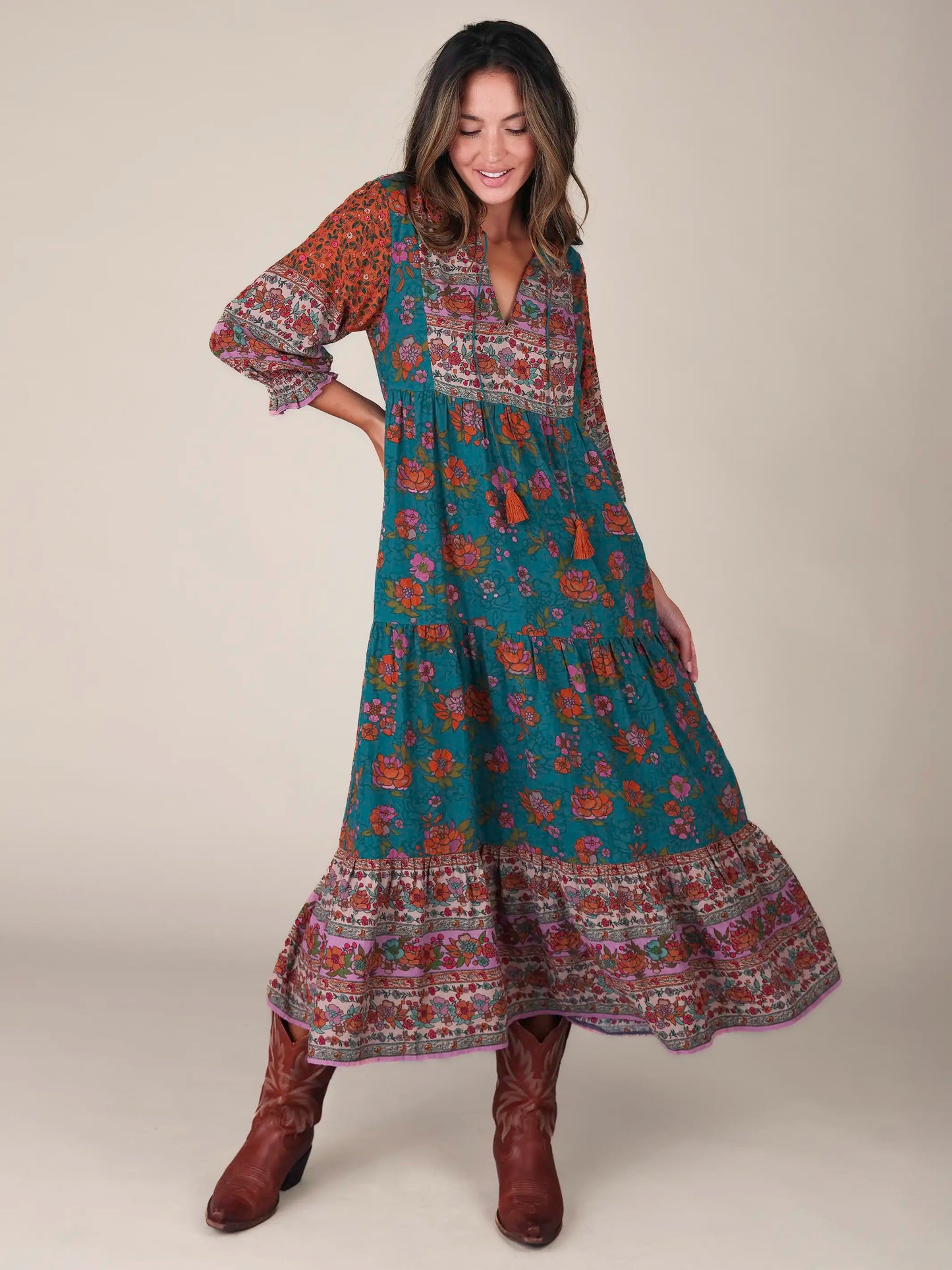 Nova Maxi Dress - Teal Riviera Floral