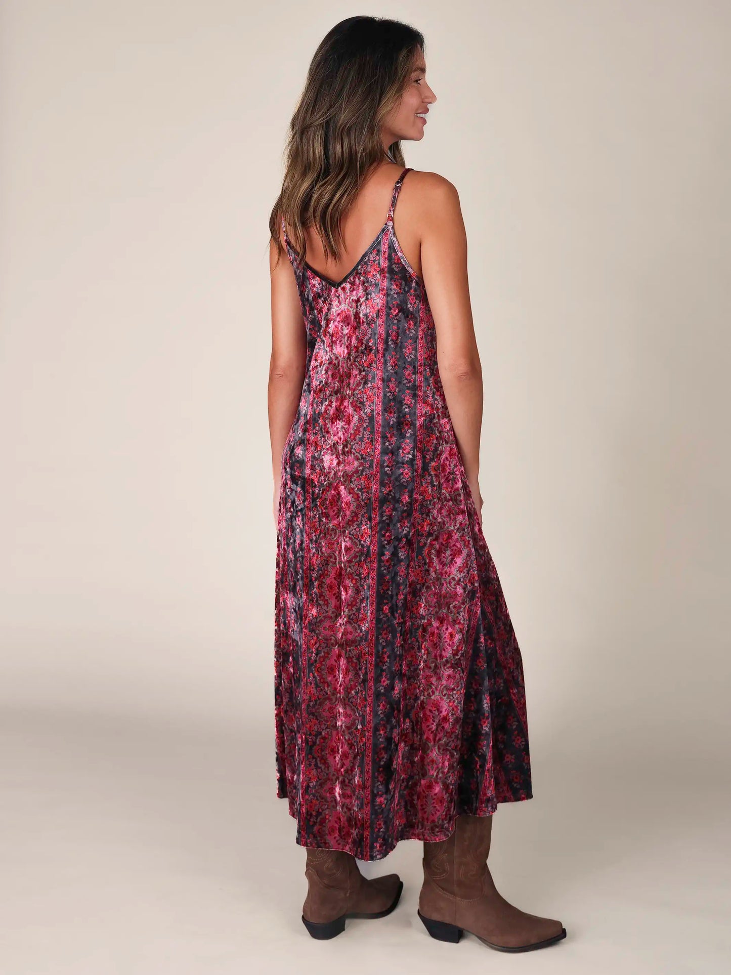 Gracie Velvet Slip Maxi Dress - Botanical Mocha