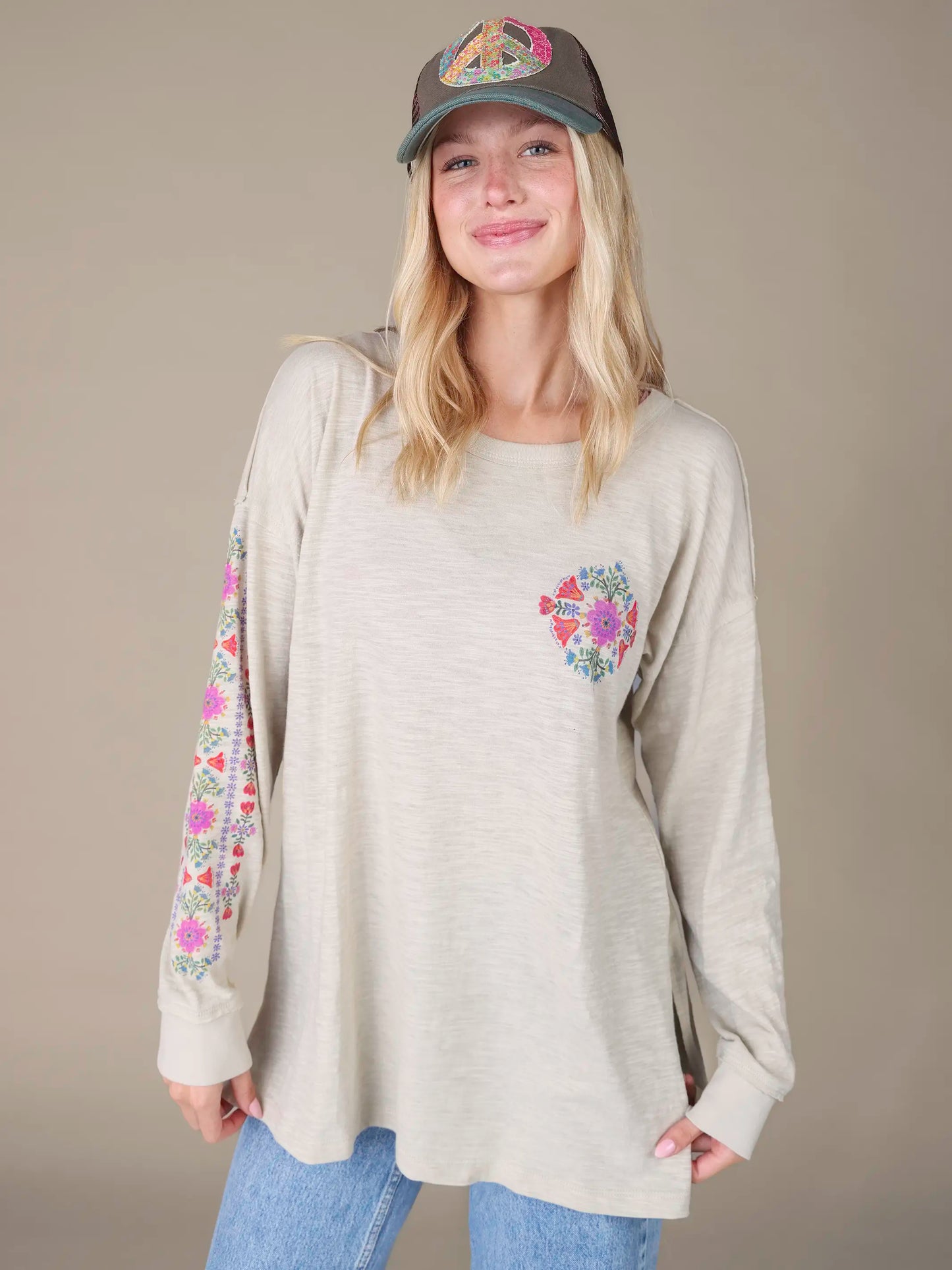 Arden Long Sleeve Cotton Tee Shirt - Moonstruck