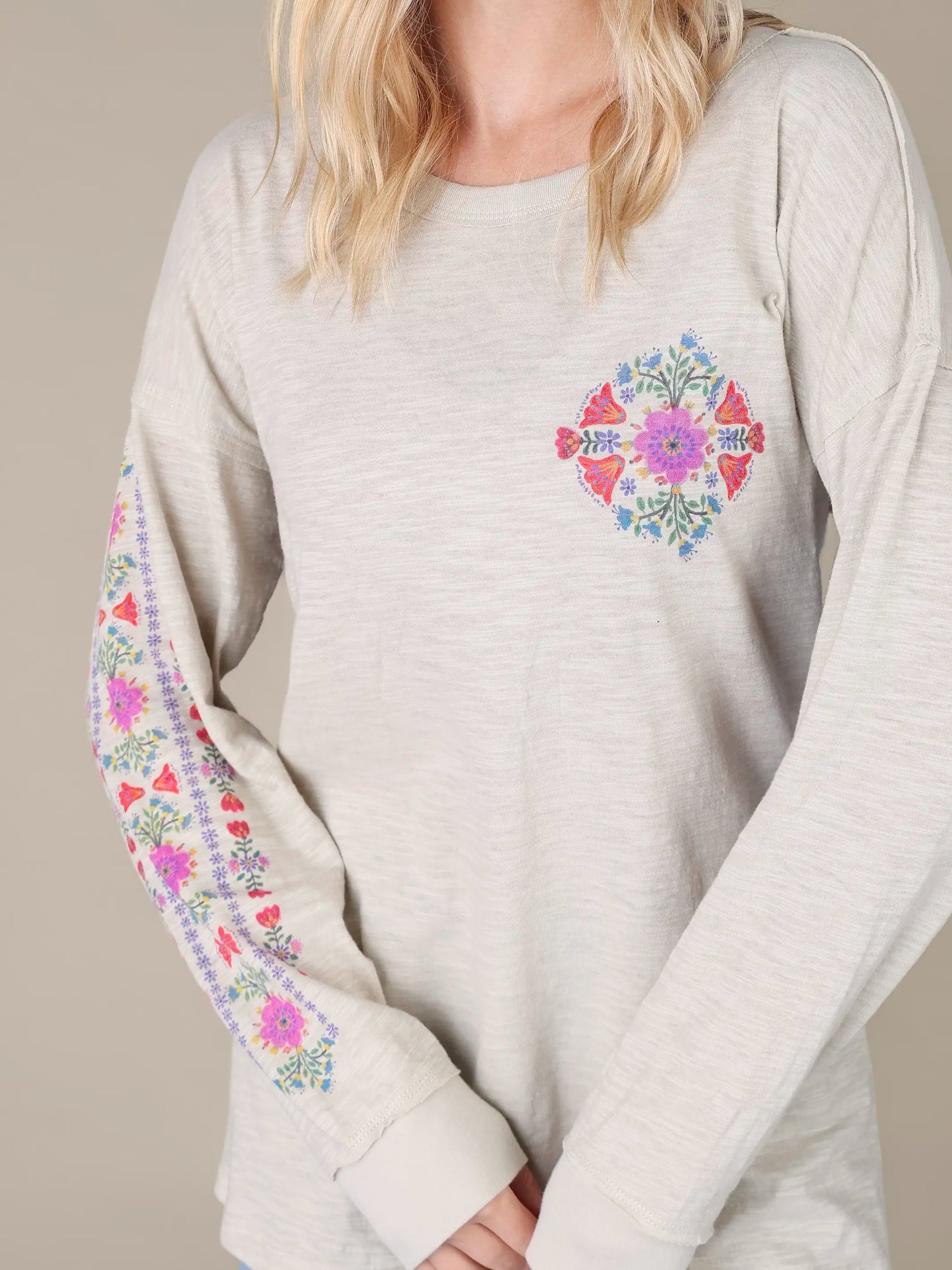 Arden Long Sleeve Cotton Tee Shirt - Moonstruck