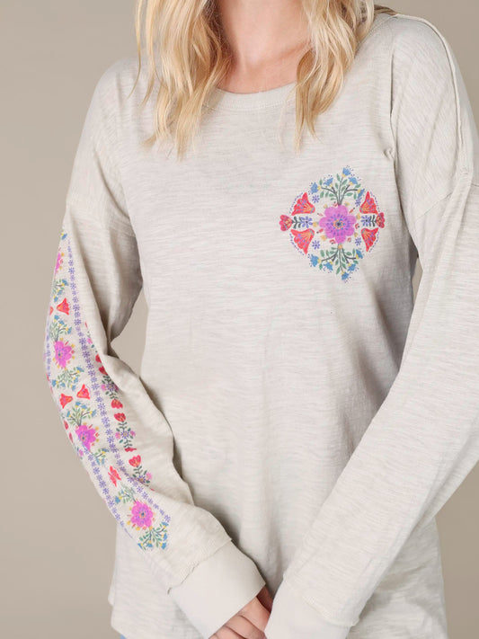 Arden Long Sleeve Cotton Tee Shirt - Moonstruck