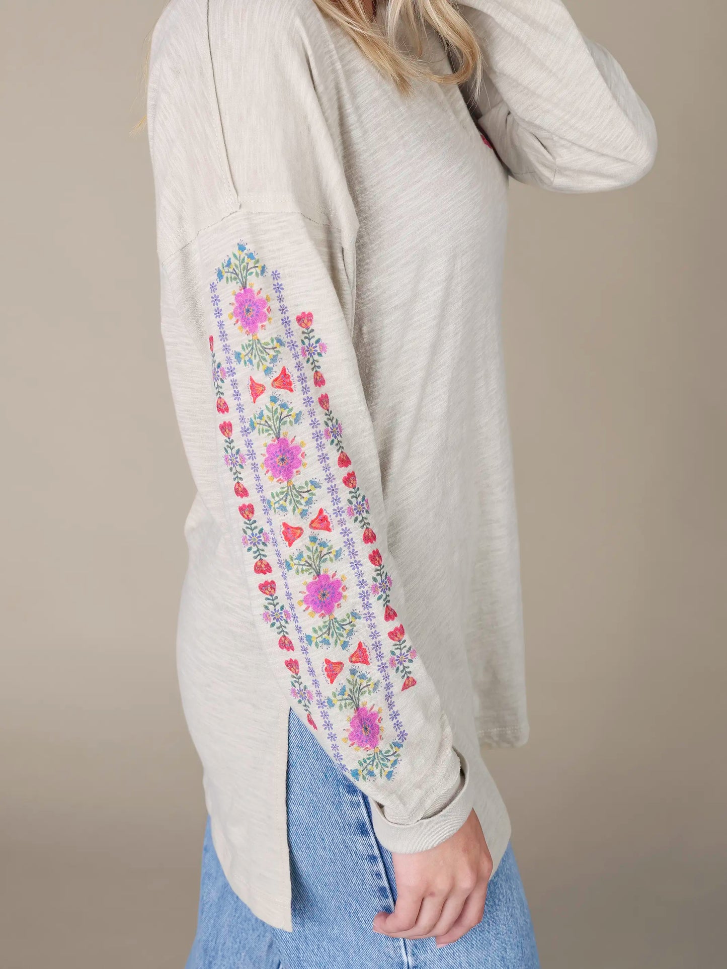 Arden Long Sleeve Cotton Tee Shirt - Moonstruck