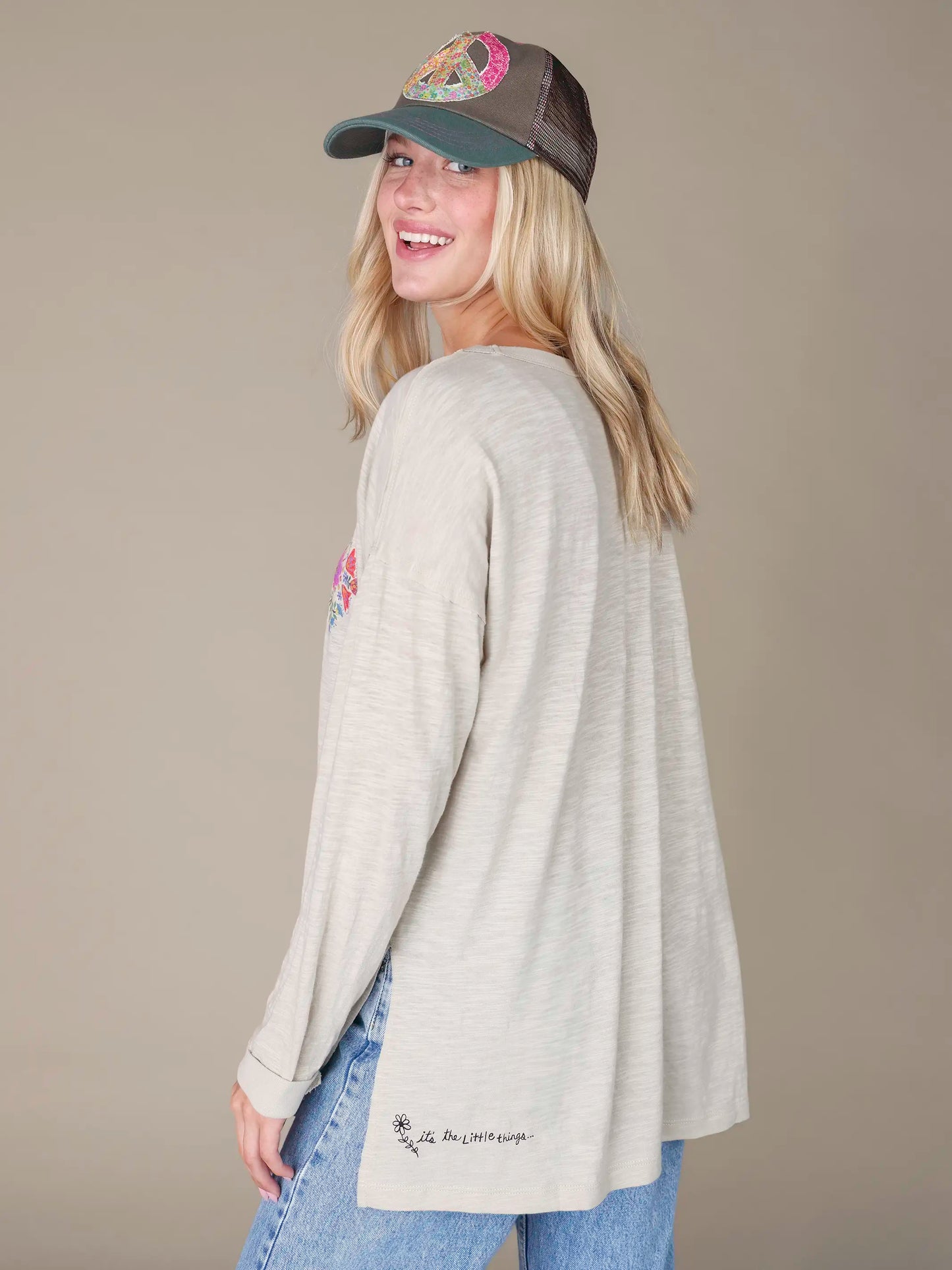 Arden Long Sleeve Cotton Tee Shirt - Moonstruck