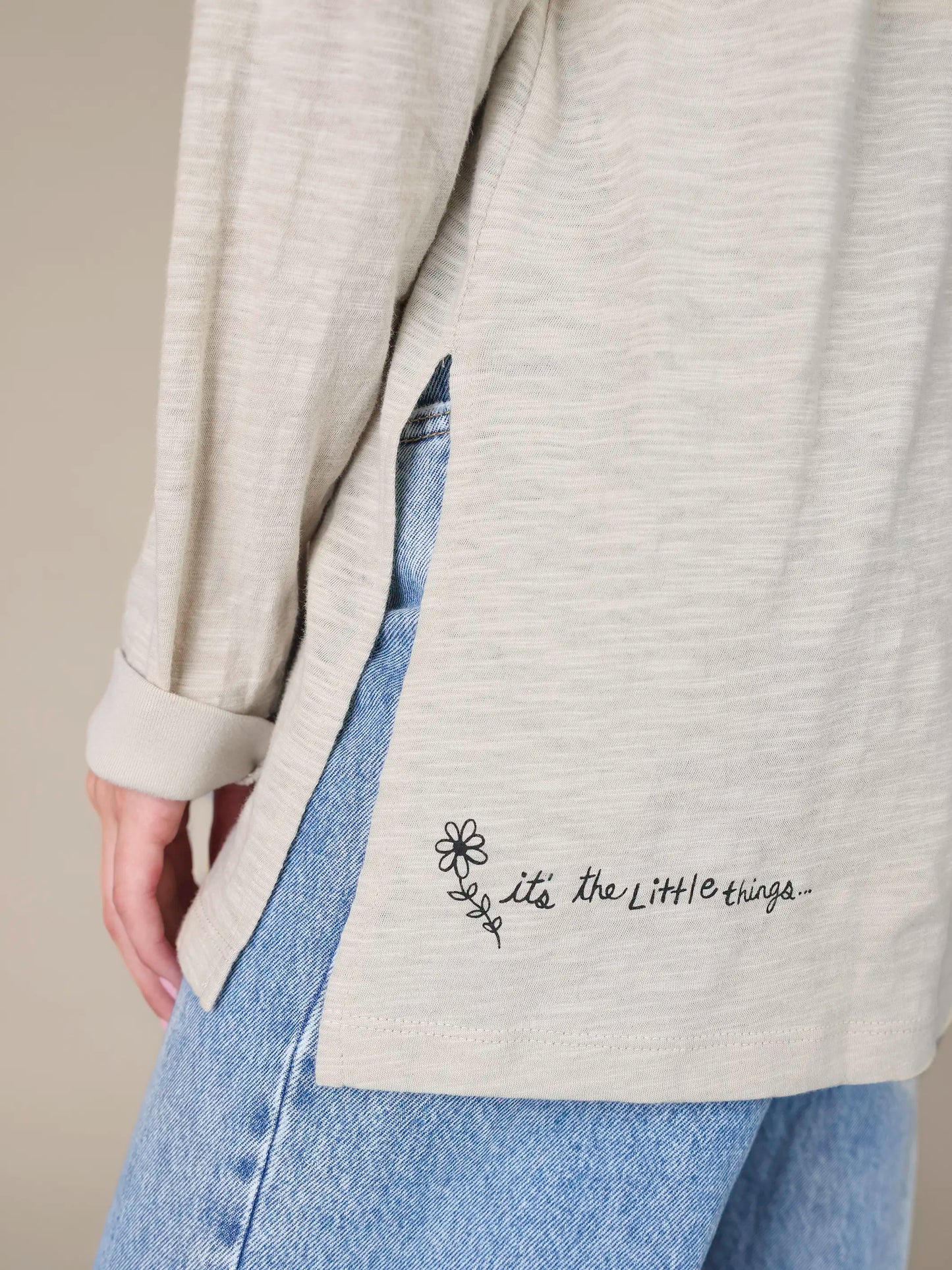 Arden Long Sleeve Cotton Tee Shirt - Moonstruck