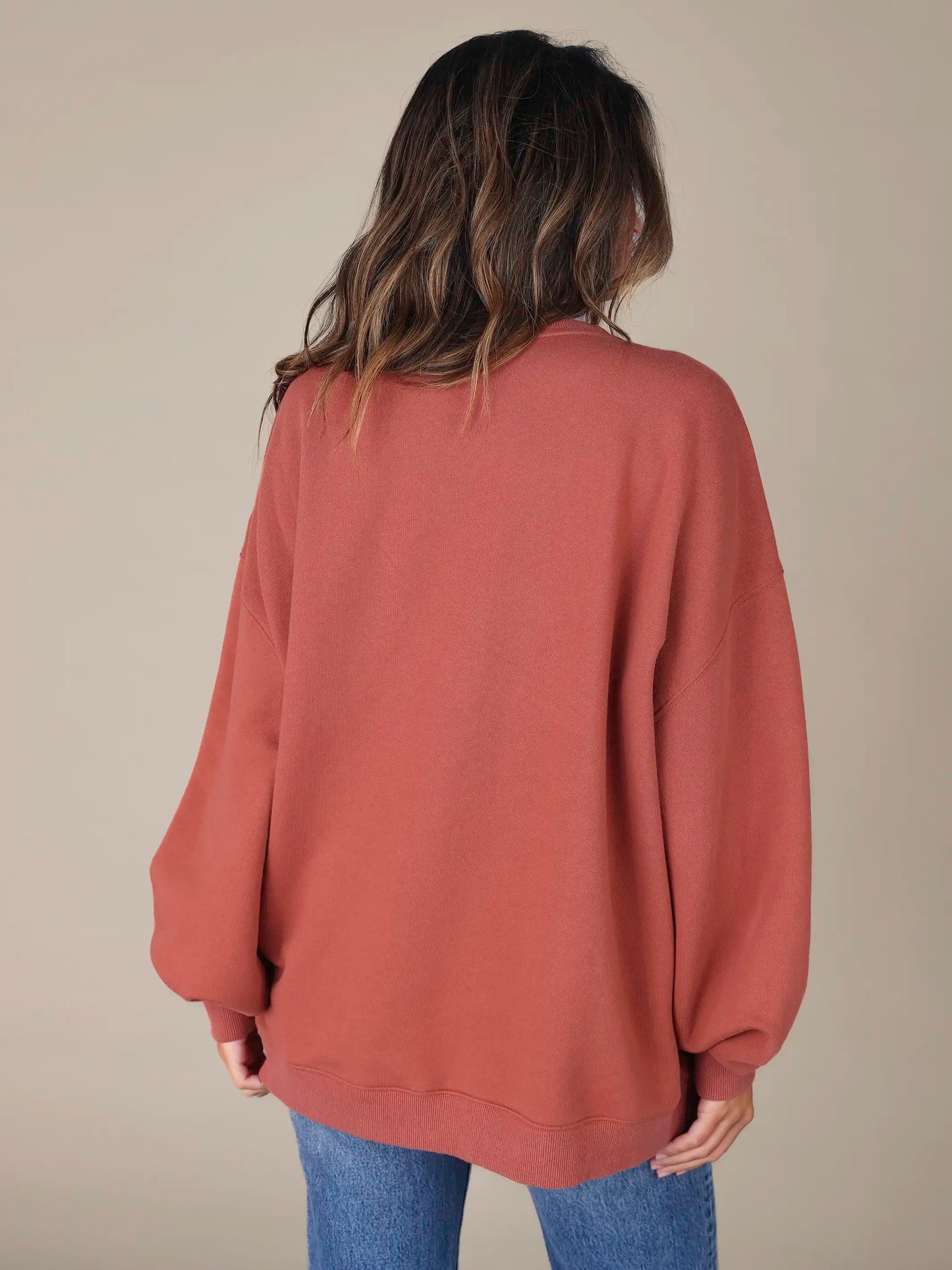 Oversized Crewneck Pullover - Rust