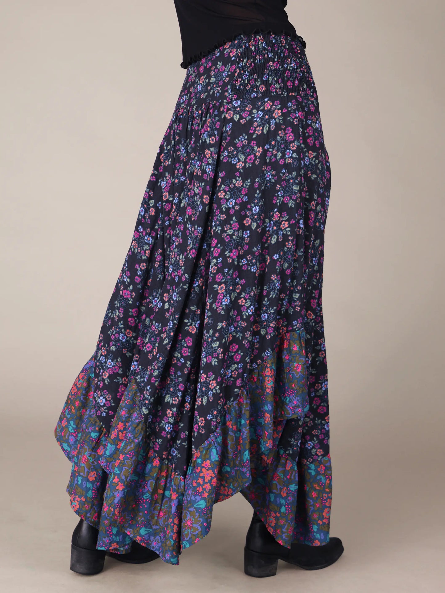 Feelin' Alive Convertible Midi Skirt - Wildflower Ditsy Charcoal