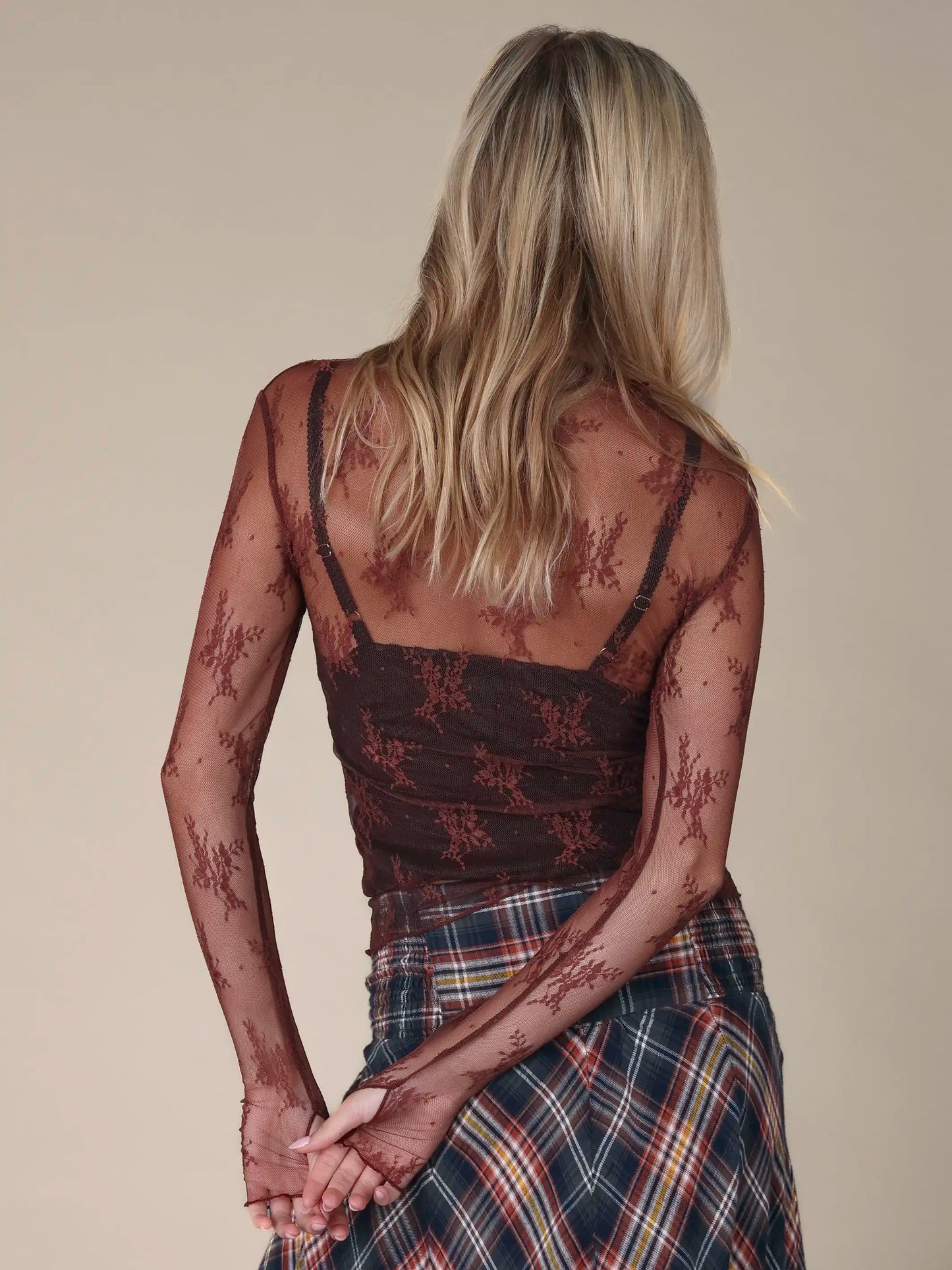 Maria Lace Layering Top - Brown