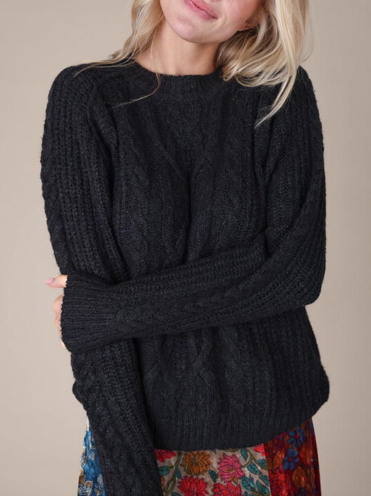 Super Soft Cable Knit Sweater - Black